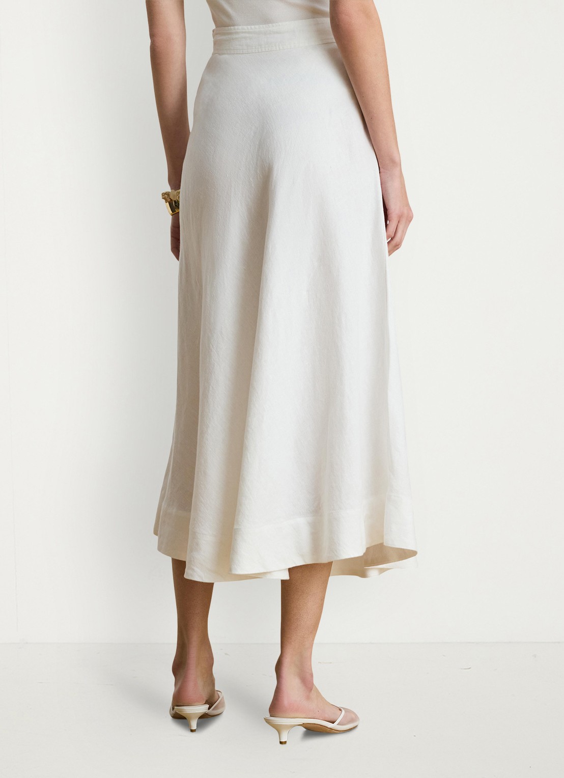 Ralph Lauren Midi rok van linnen - achterkant 5 wit