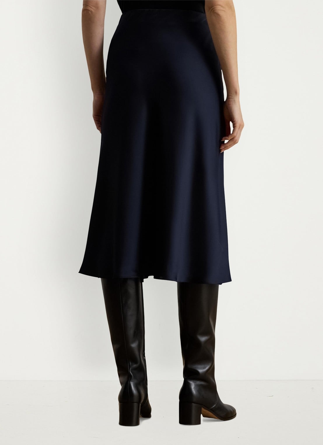 Ralph Lauren Midi rok van satijn - achterkant blauw