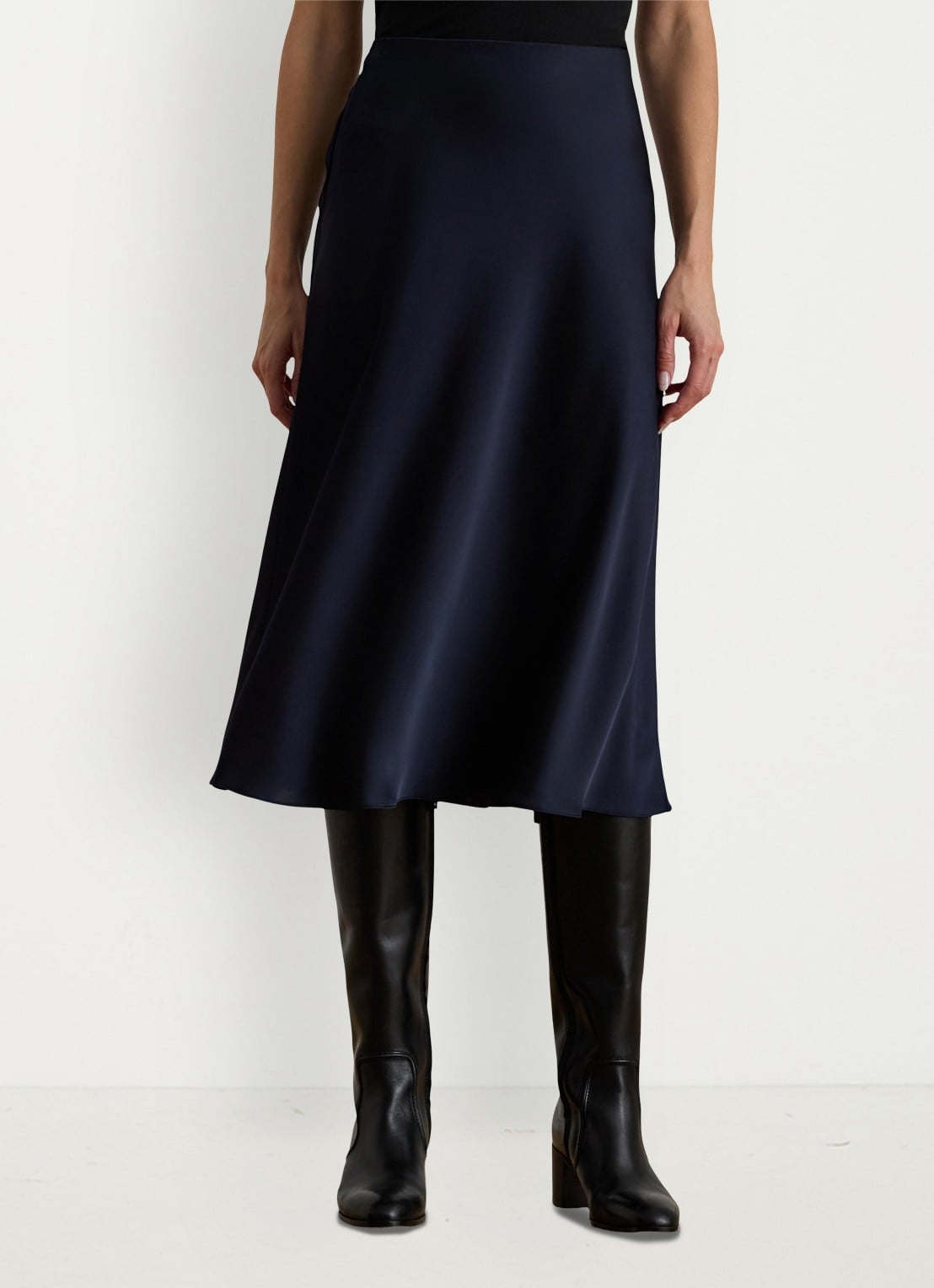 Ralph Lauren Midi rok van satijn - detail 4 blauw