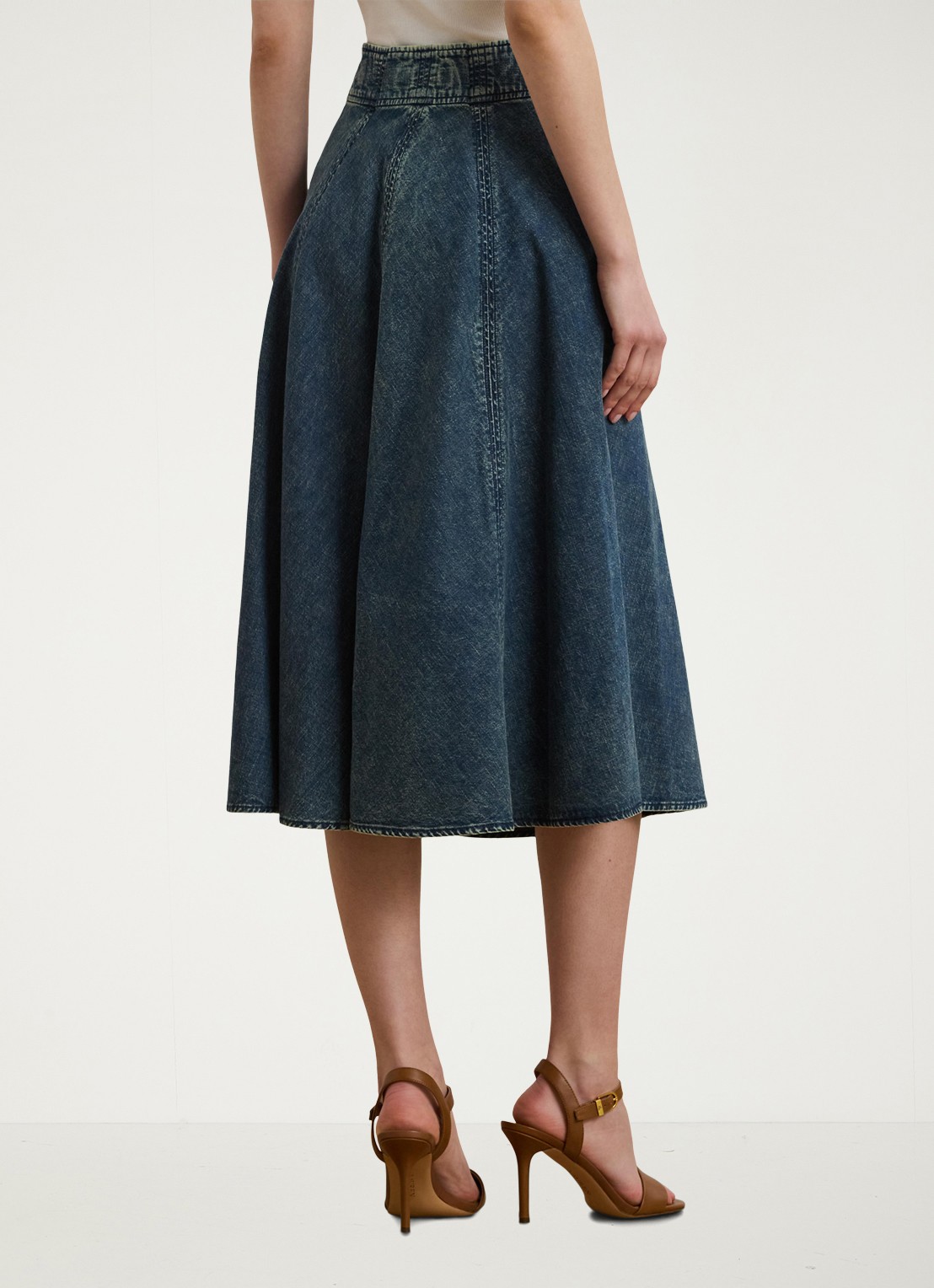 Ralph Lauren Midi spijkerrok met trekkoord - achterkant denim