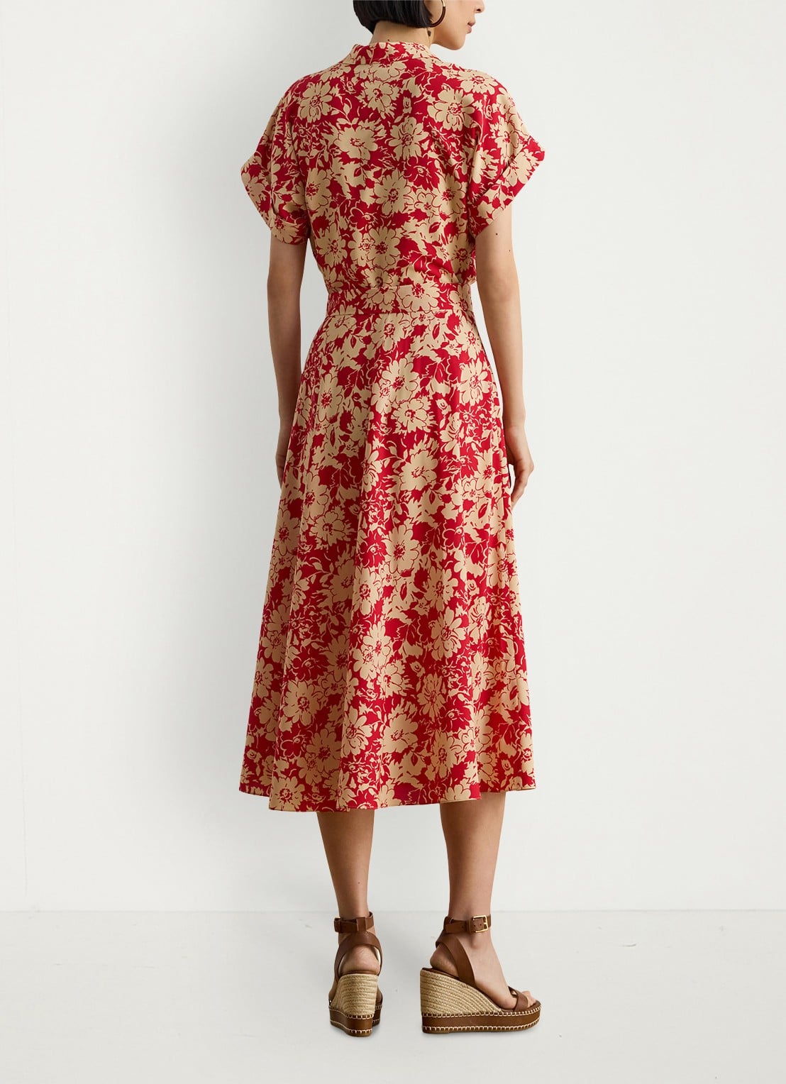 Ralph Lauren Midi tuniekjurk met bloemenprint - achterkant 5 red tan / rood