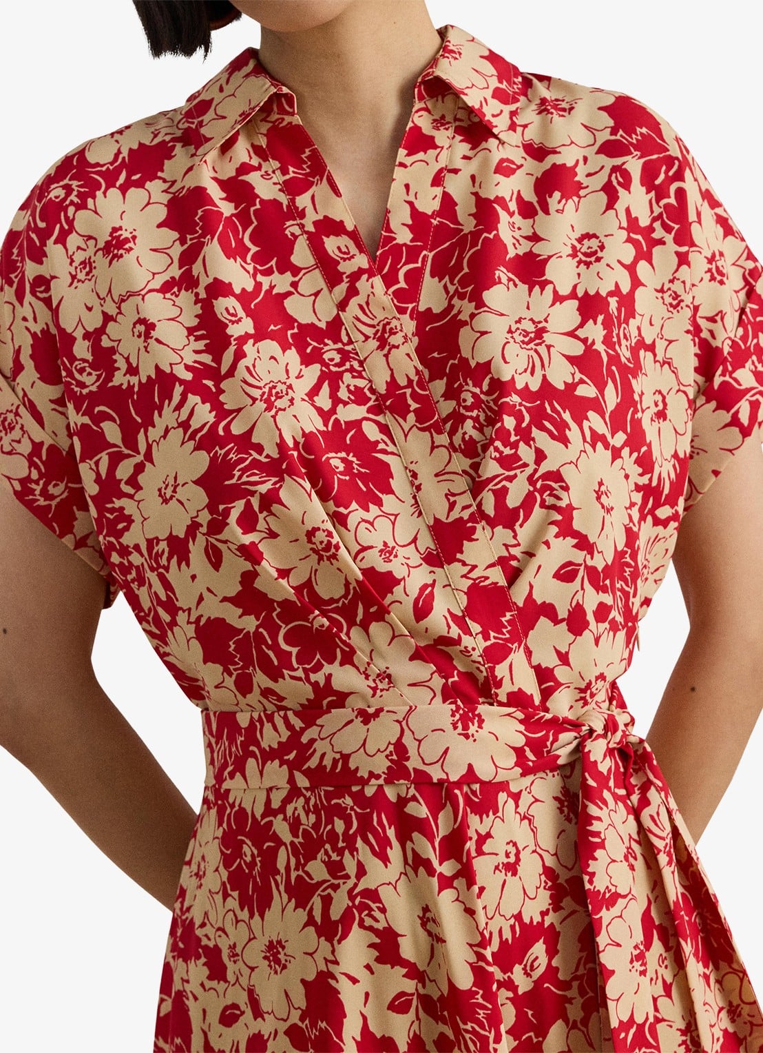Ralph Lauren Midi tuniekjurk met bloemenprint - detail 2 red tan / rood