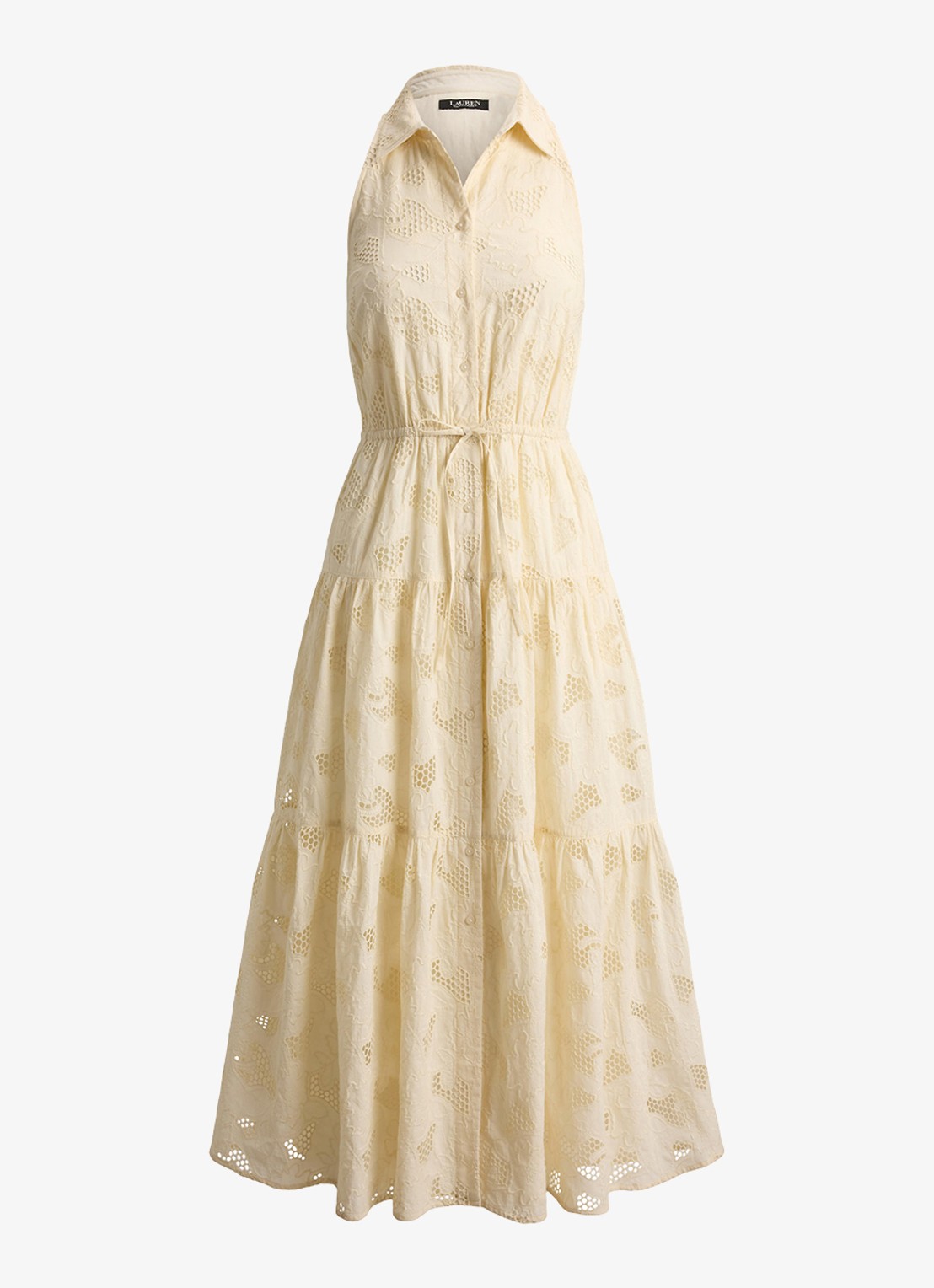 Ralph Lauren Midi tuniekjurk met broderie - voorkant 3 creme
