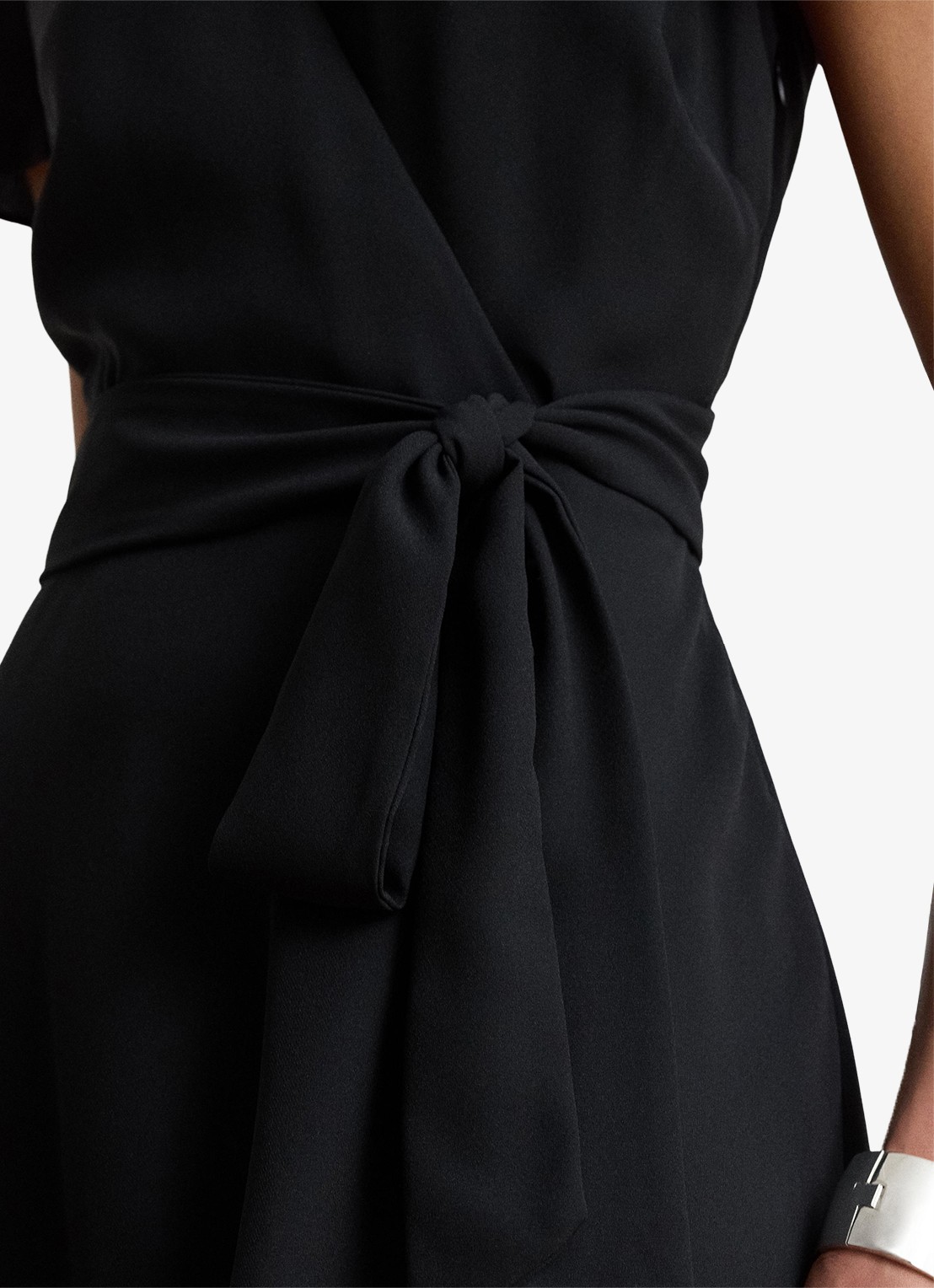 Ralph Lauren Midi wikkeljurk met strikceintuur - detail 4 zwart