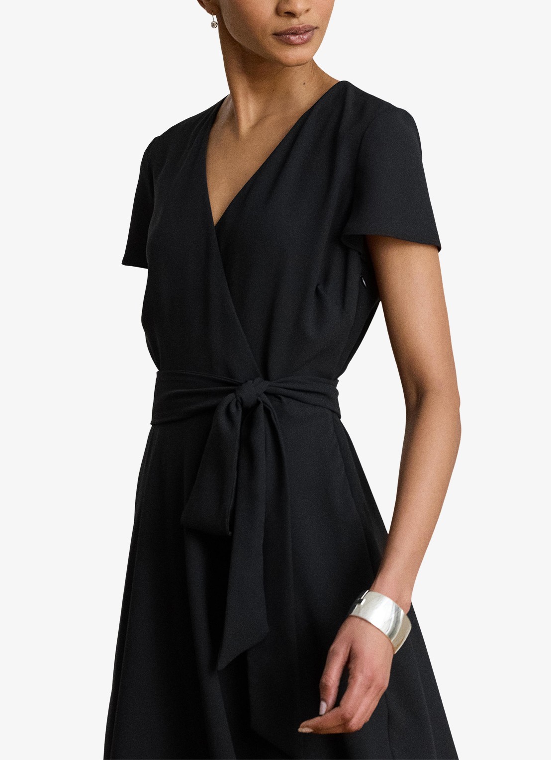 Ralph Lauren Midi wikkeljurk met strikceintuur - detail 5 zwart