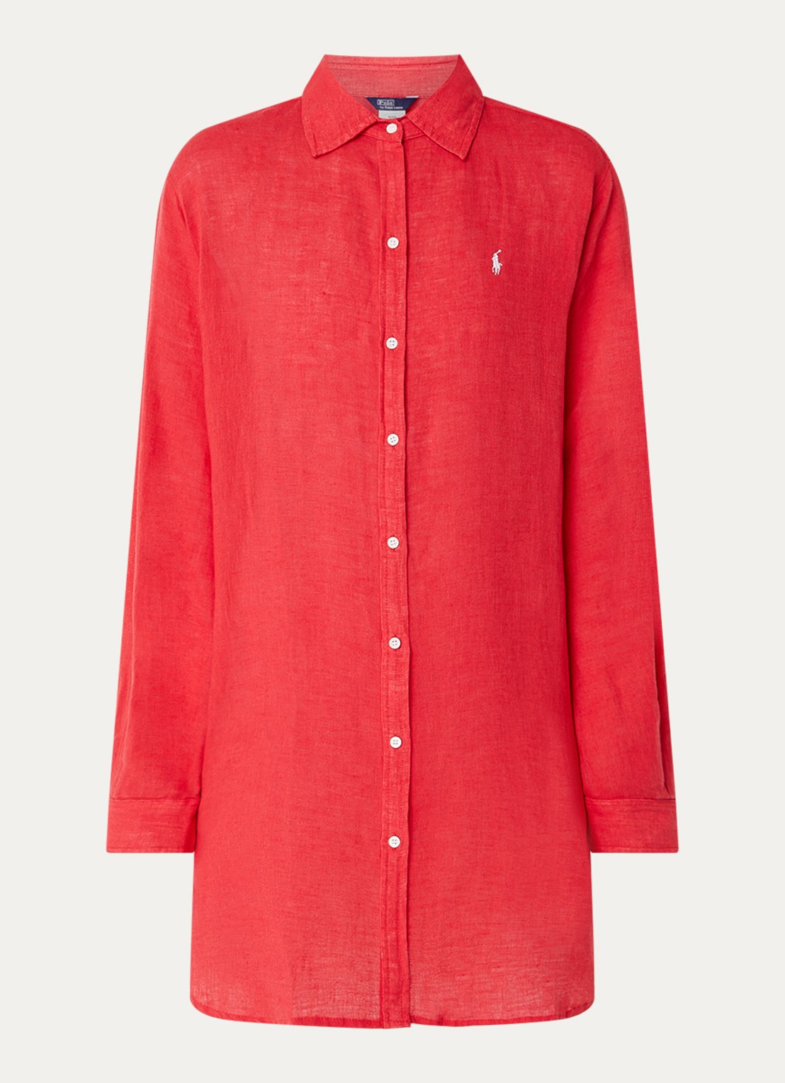 Ralph Lauren Mini blousejurk van linnen - voorkant rood