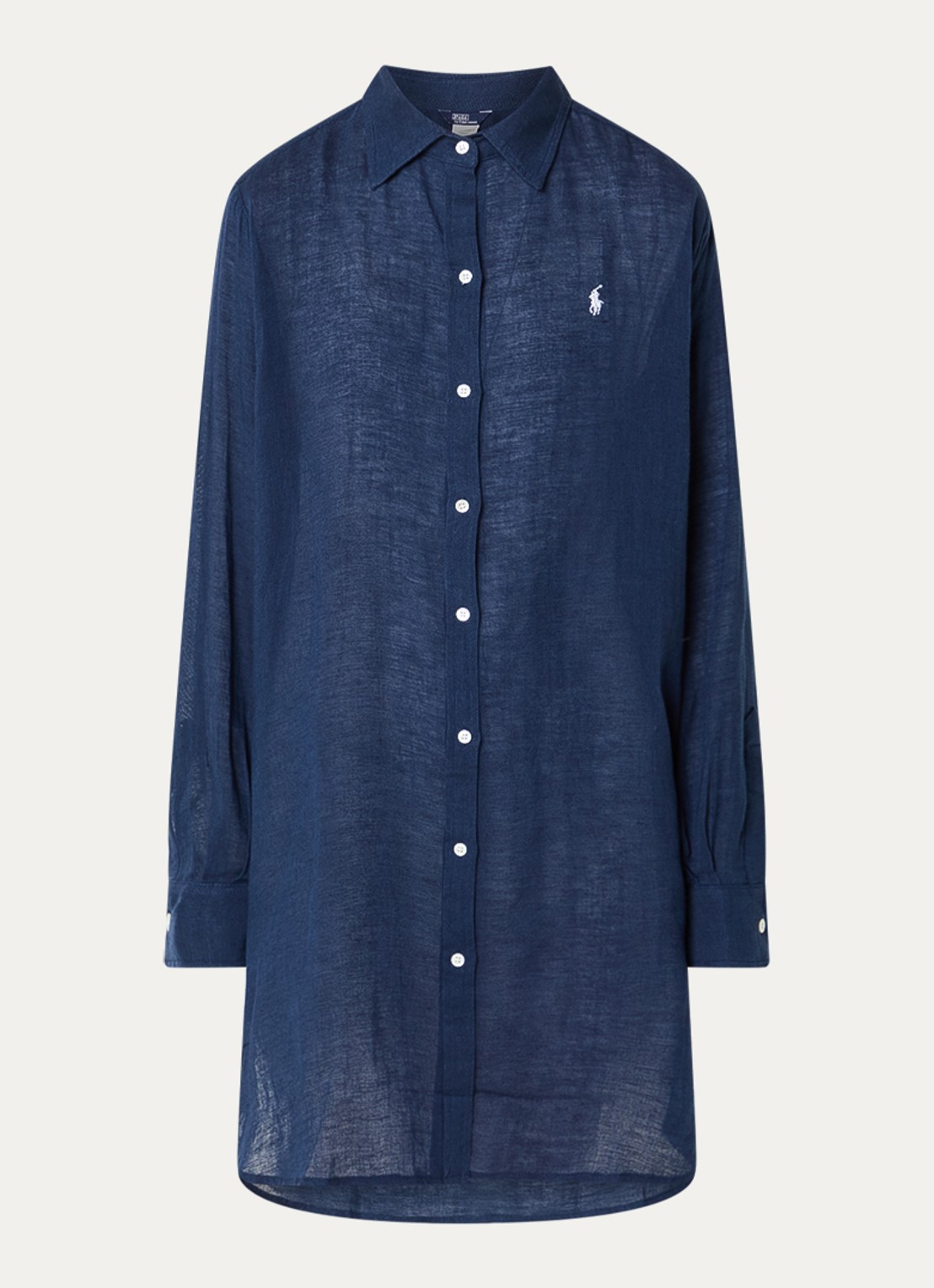 Ralph Lauren Mini blousejurk van linnen - voorkant 2 donkerblauw