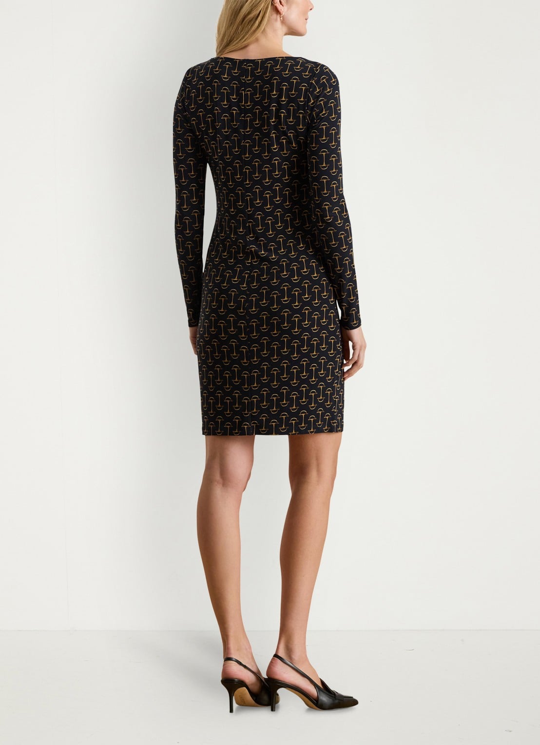 Ralph Lauren Mini jurk met boothals en grafische print - achterkant zwart