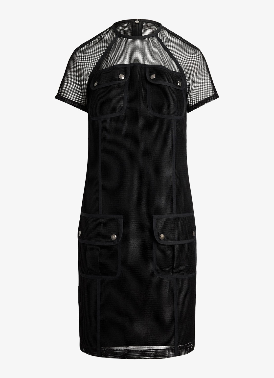 Ralph Lauren Mini jurk van mesh met opgestikte zakken - voorkant 3 zwart