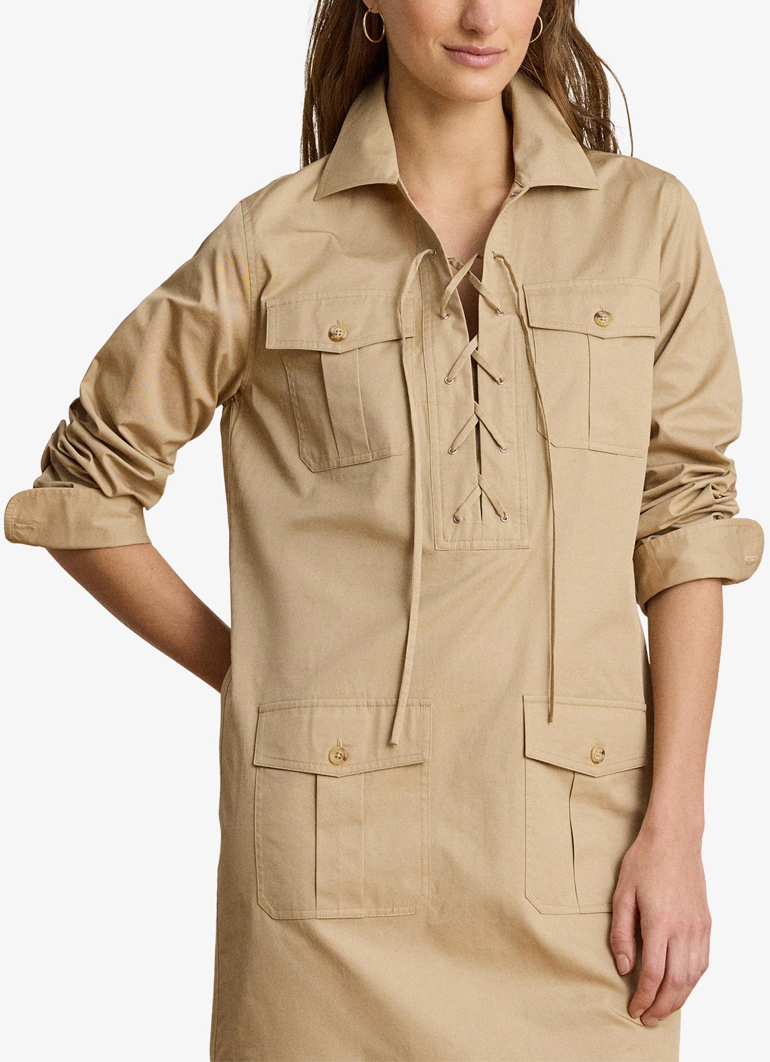 Ralph Lauren Mini tuniekjurk met opgestikte zakken - detail 2 birch tan / beige