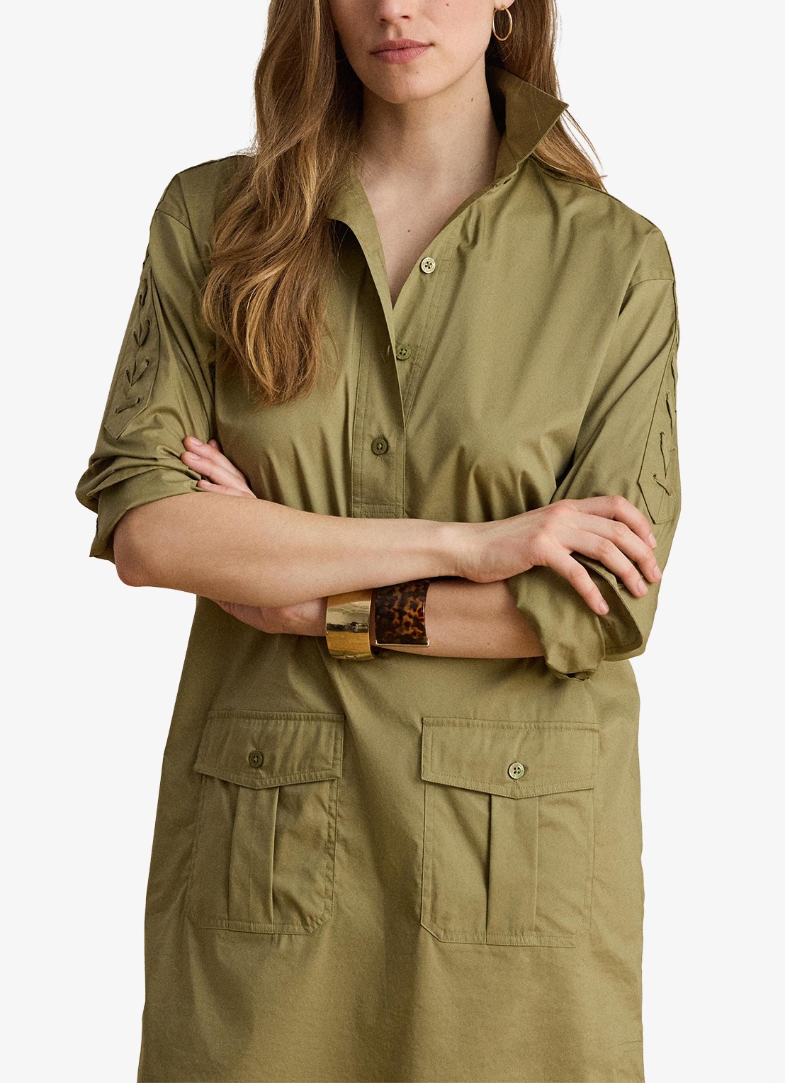 Ralph Lauren Mini tuniekjurk met opgestikte zakken - detail 3 light agave / groen