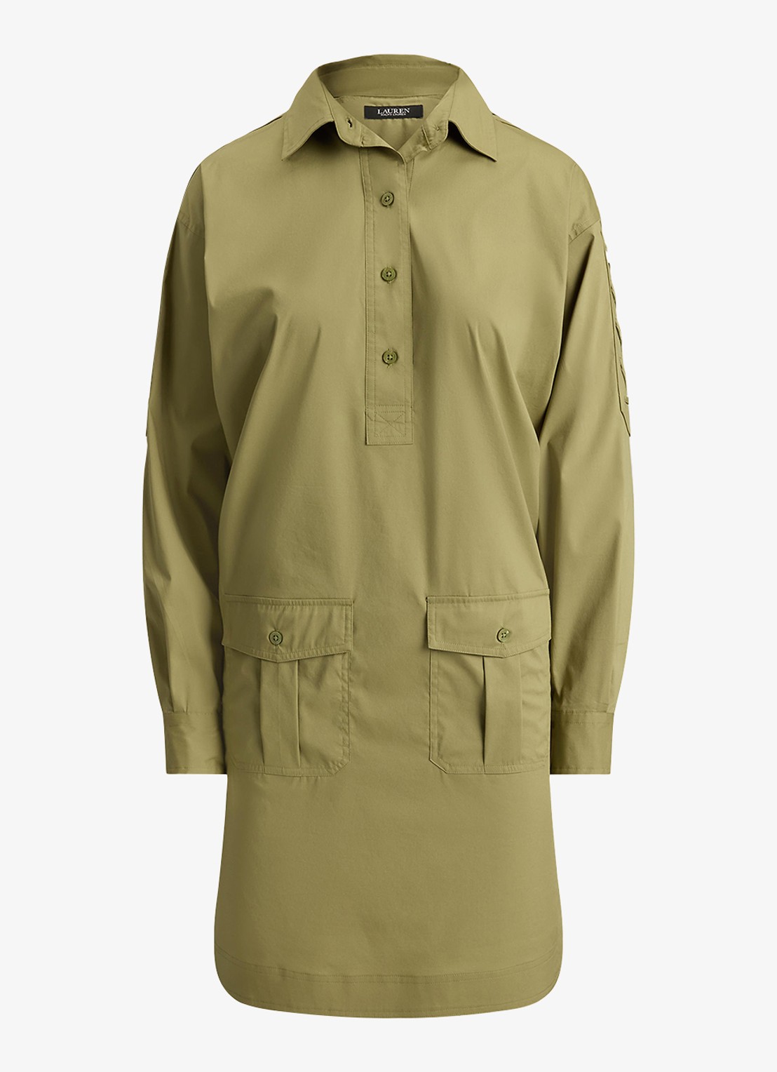 Ralph Lauren Mini tuniekjurk met opgestikte zakken - voorkant 4 light agave / groen