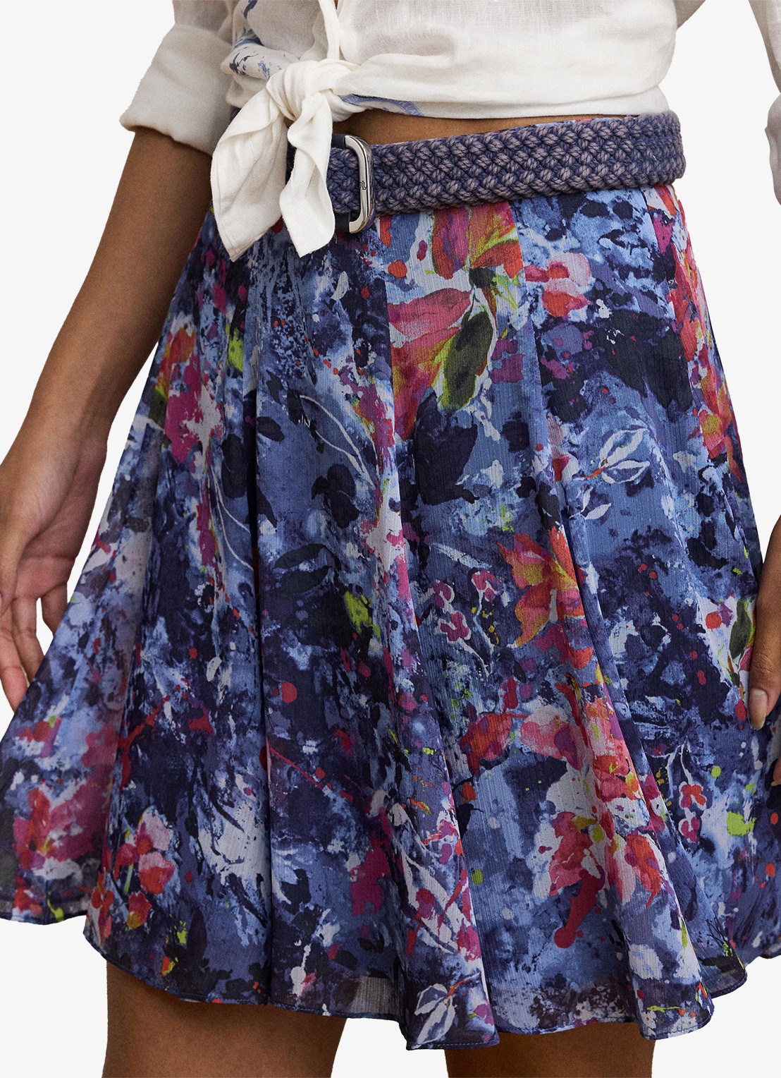 Ralph Lauren Minirok met plooidetail en print - detail 4 blauw