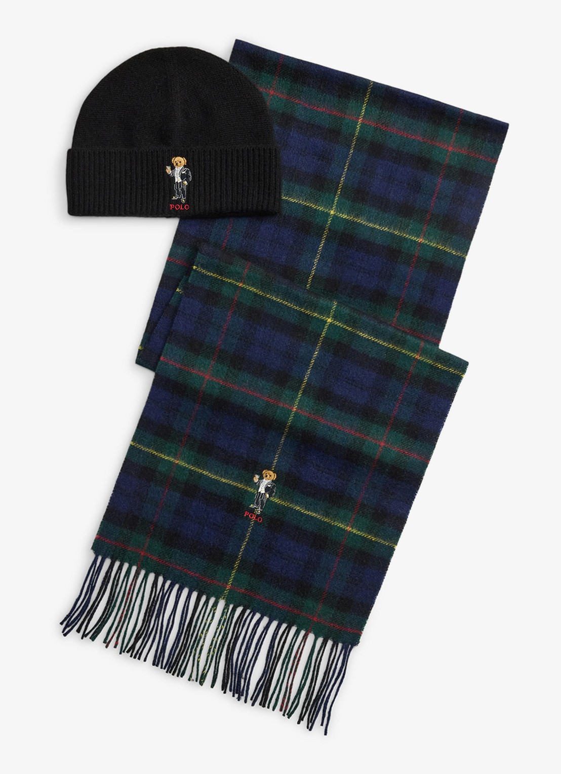 Ralph Lauren Muts en sjaal in kasjmierblend in giftbox - voorkant multi / zwart