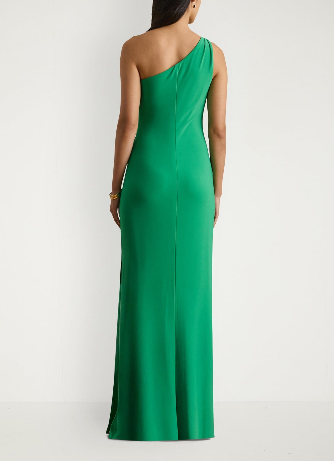 Ralph Lauren Off-shoulder maxi jurk met kettingdetail en split - achterkant stem / groen