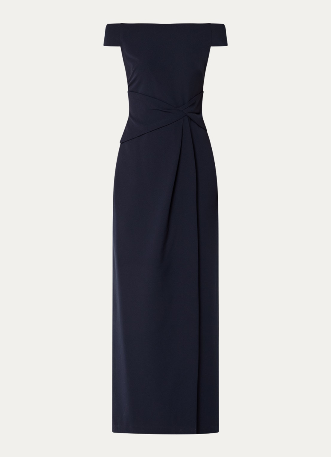 Ralph Lauren Off shoulder maxi jurk met plooidetail - voorkant lighthouse navy / donkerblauw