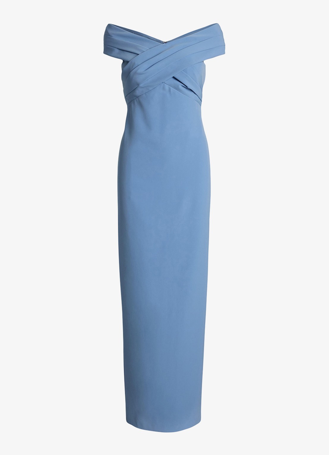 Ralph Lauren Off-shoulder maxi jurk met split - voorkant sky blue / lichtblauw