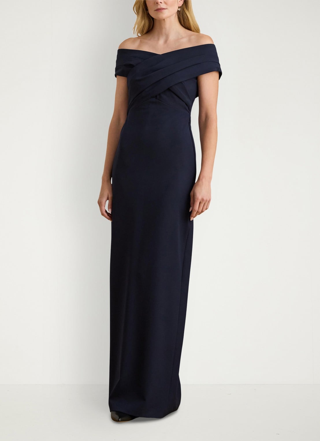 Ralph Lauren Off-shoulder maxi jurk met split - detail 2 lighthouse navy / donkerblauw
