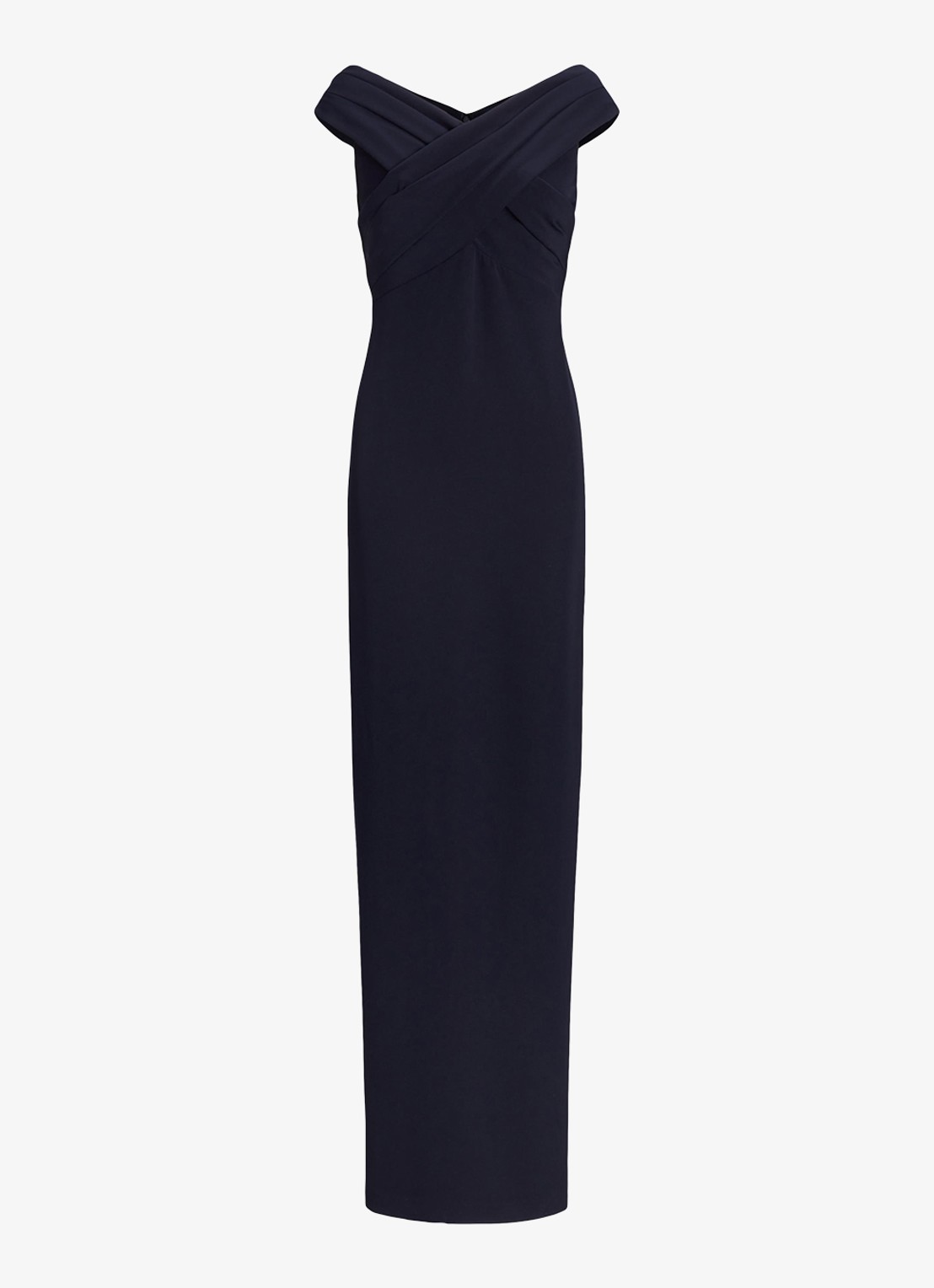 Ralph Lauren Off-shoulder maxi jurk met split - voorkant lighthouse navy / donkerblauw