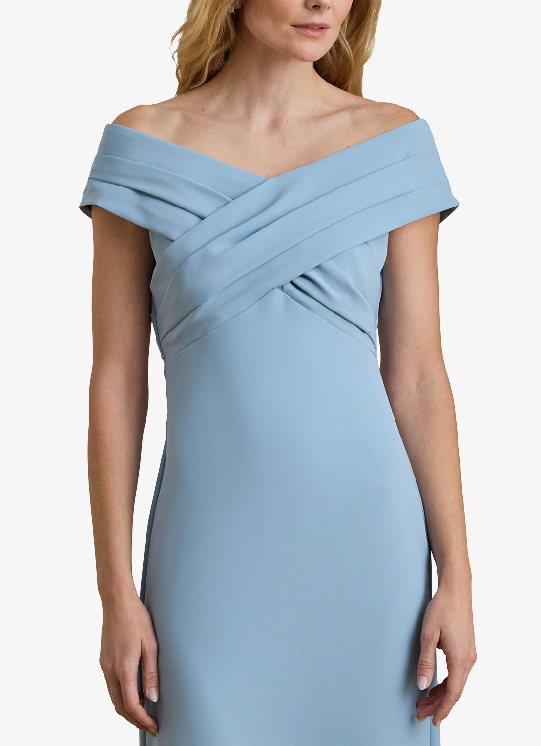 Ralph Lauren Off-shoulder maxi jurk met split - detail 4 blue note / blauw