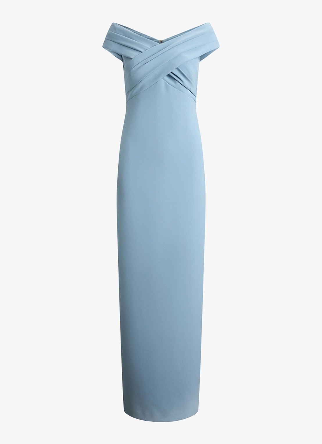 Ralph Lauren Off-shoulder maxi jurk met split - voorkant blue note / blauw