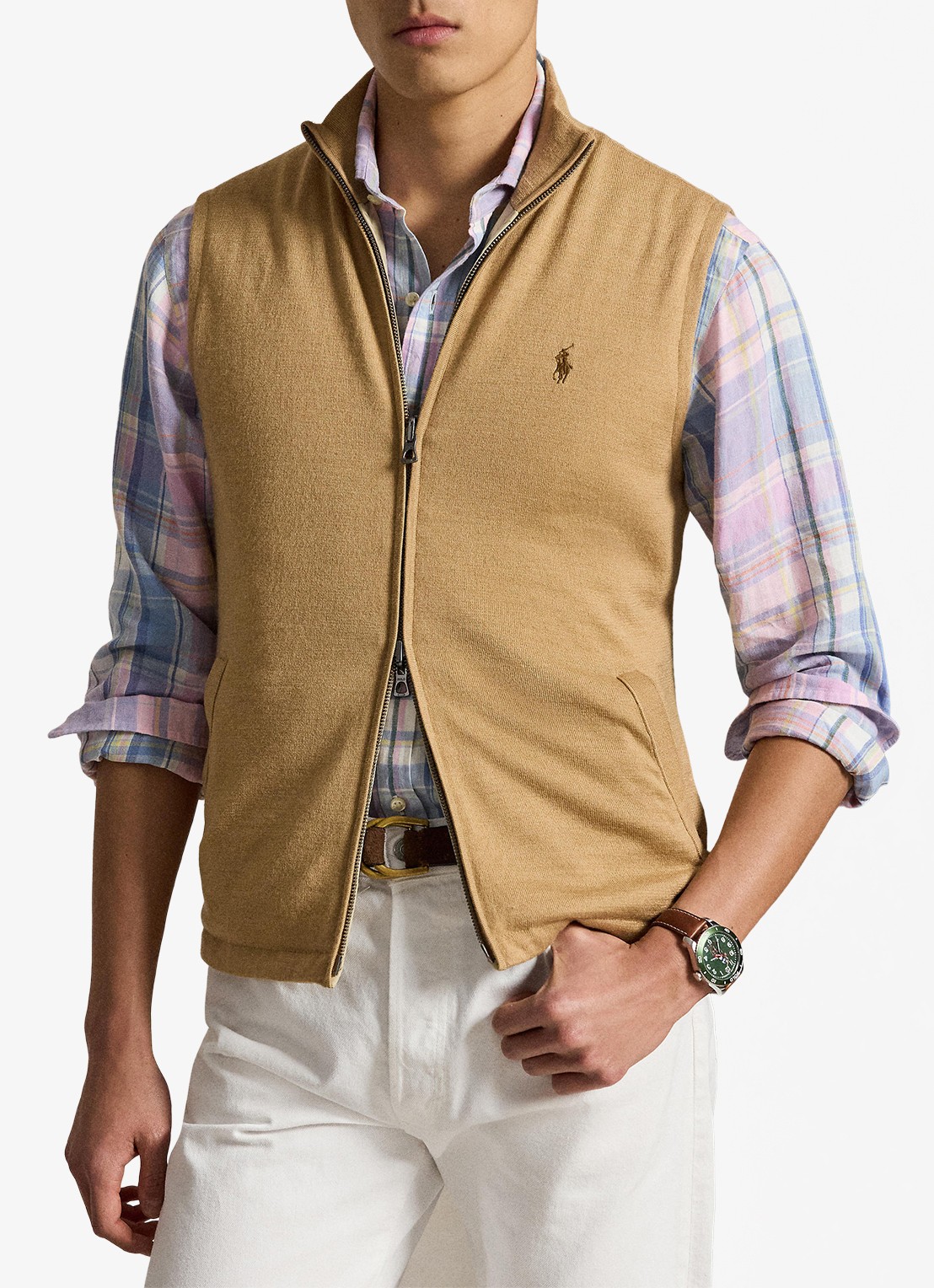 Ralph Lauren Omkeerbare bodywarmer in wolblend - detail bruin