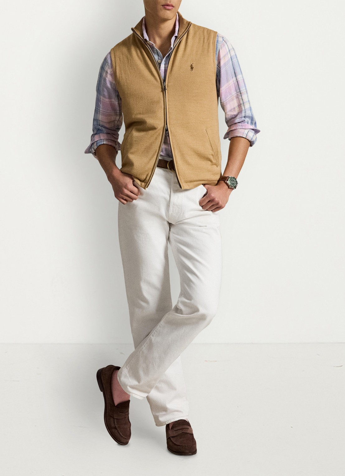 Ralph Lauren Omkeerbare bodywarmer in wolblend - voorkant 4 bruin
