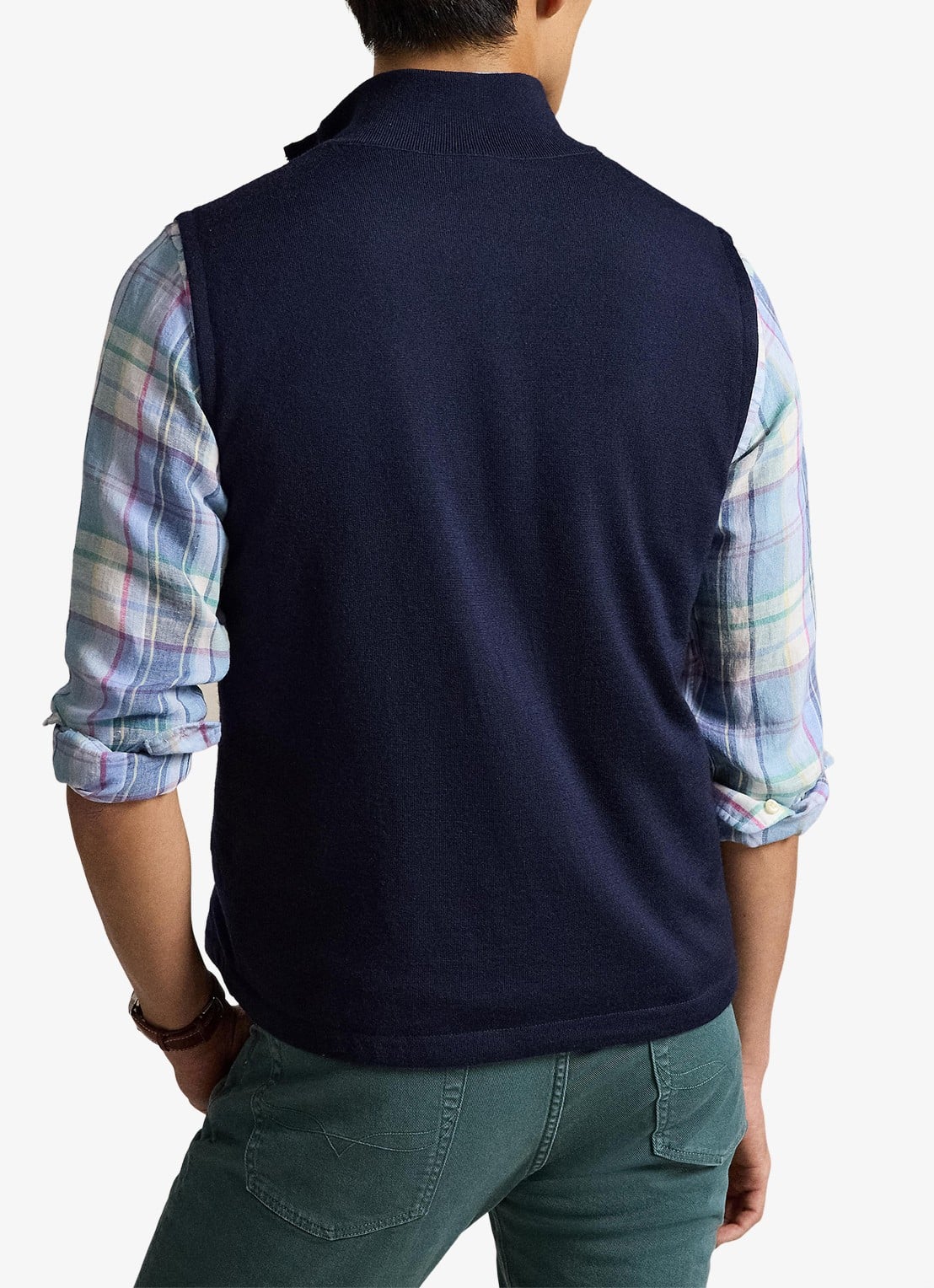 Ralph Lauren Omkeerbare bodywarmer in wolblend - achterkant 5 donkerblauw