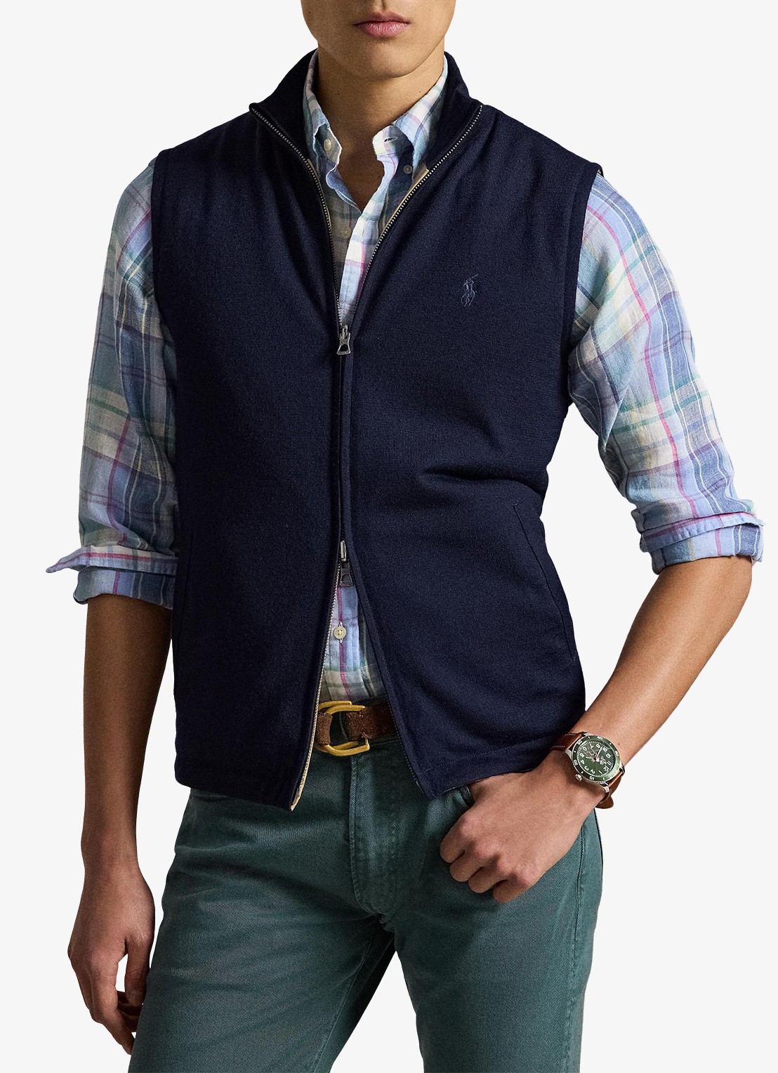 Ralph Lauren Omkeerbare bodywarmer in wolblend - detail donkerblauw