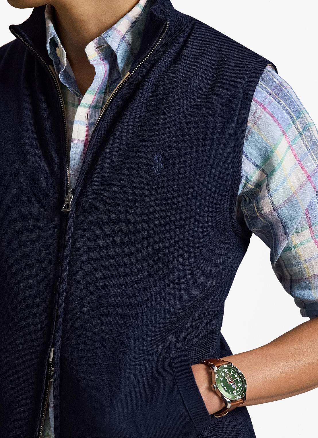Ralph Lauren Omkeerbare bodywarmer in wolblend - detail 2 donkerblauw