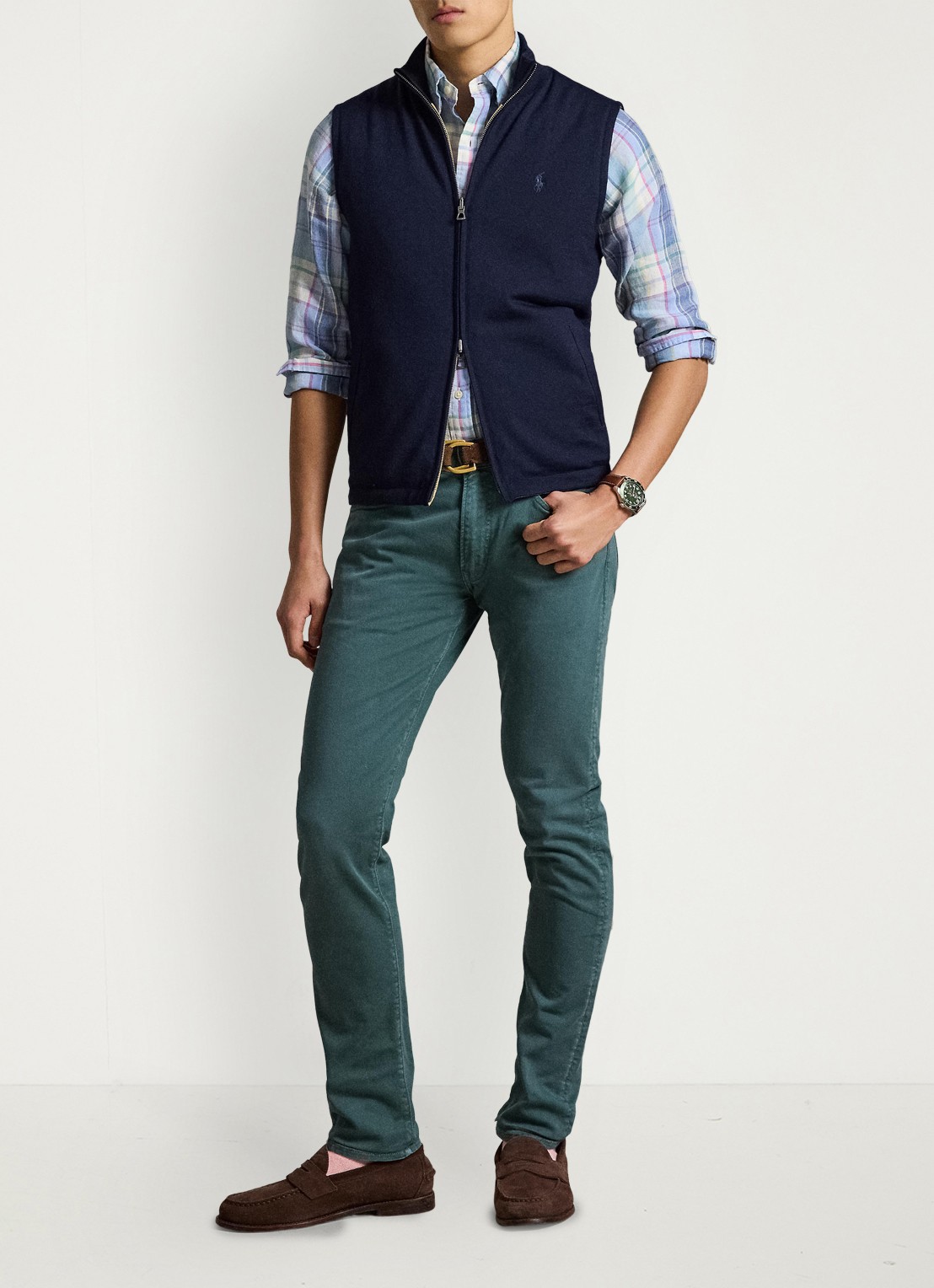 Ralph Lauren Omkeerbare bodywarmer in wolblend - voorkant 4 donkerblauw
