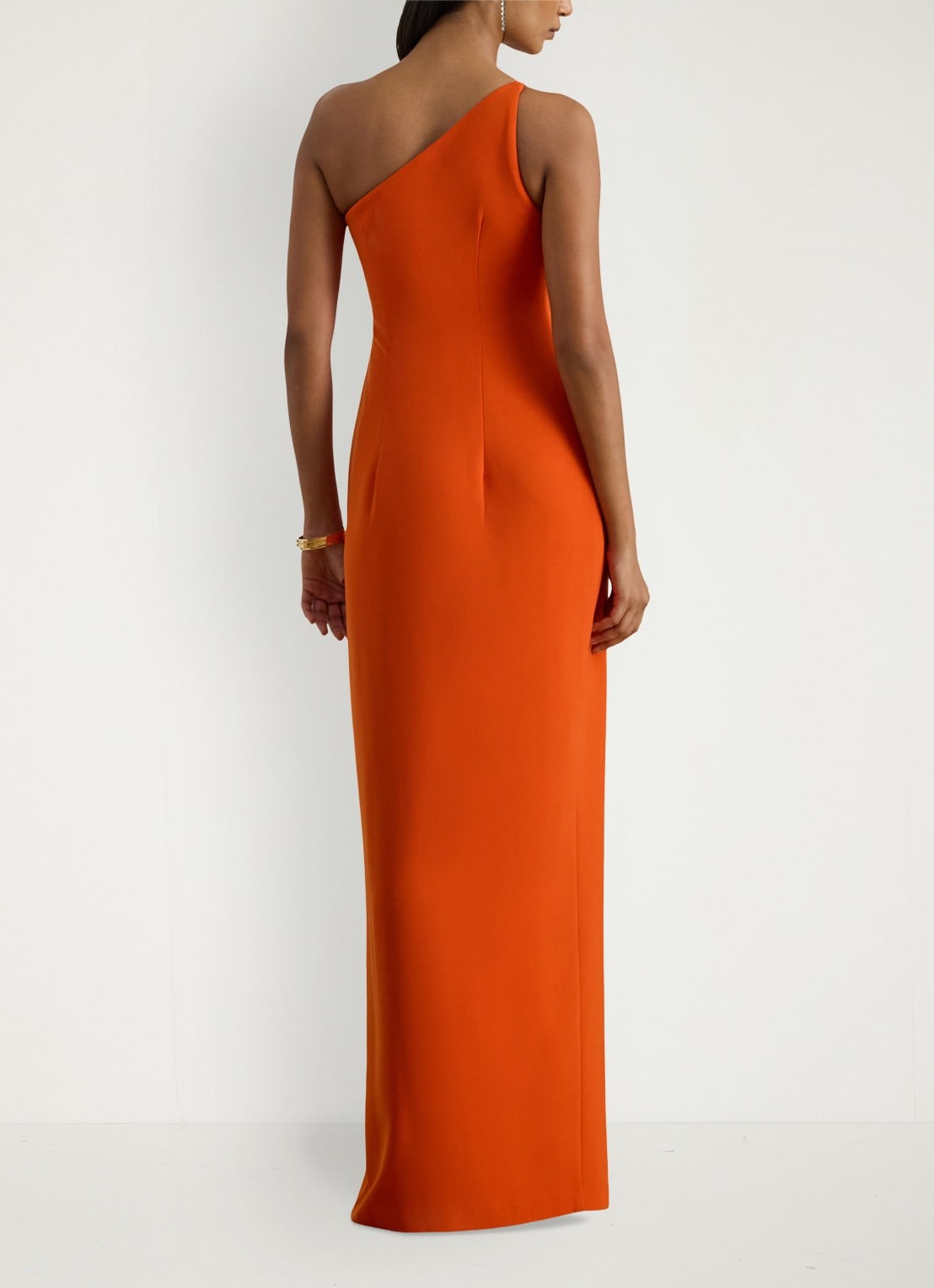 Ralph Lauren One shoulder maxi jurk met split - achterkant 4 oranje