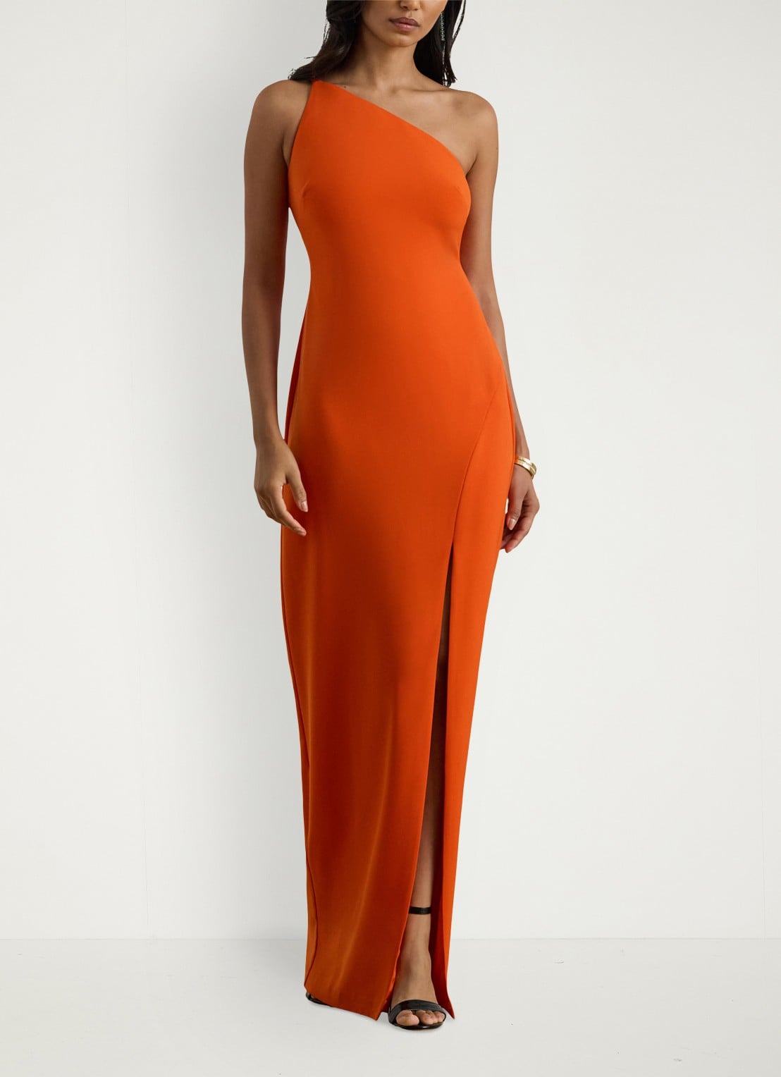 Ralph Lauren One shoulder maxi jurk met split - detail 2 oranje