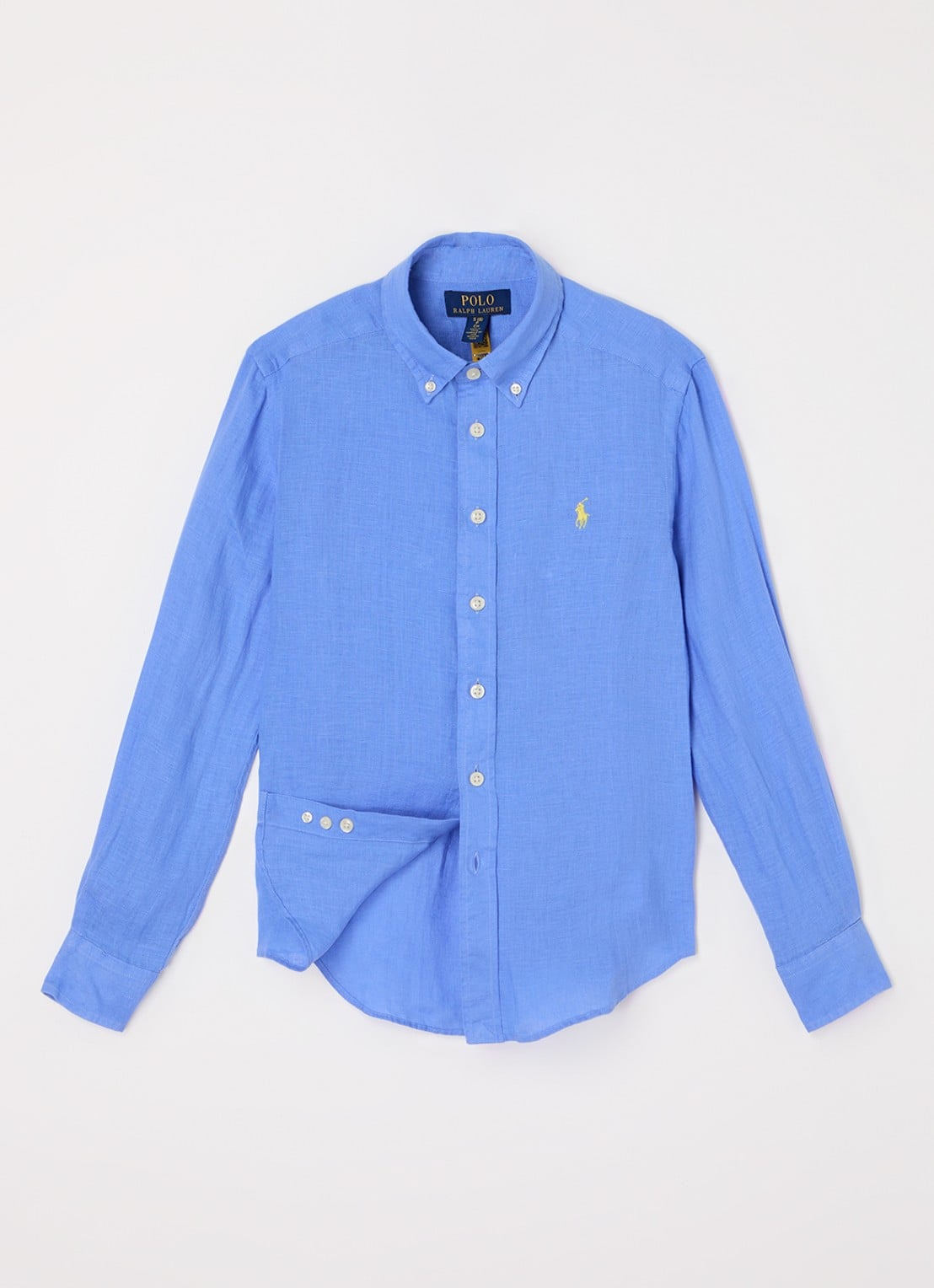 Ralph Lauren Overhemd met logoborduring - voorkant 3 middenblauw