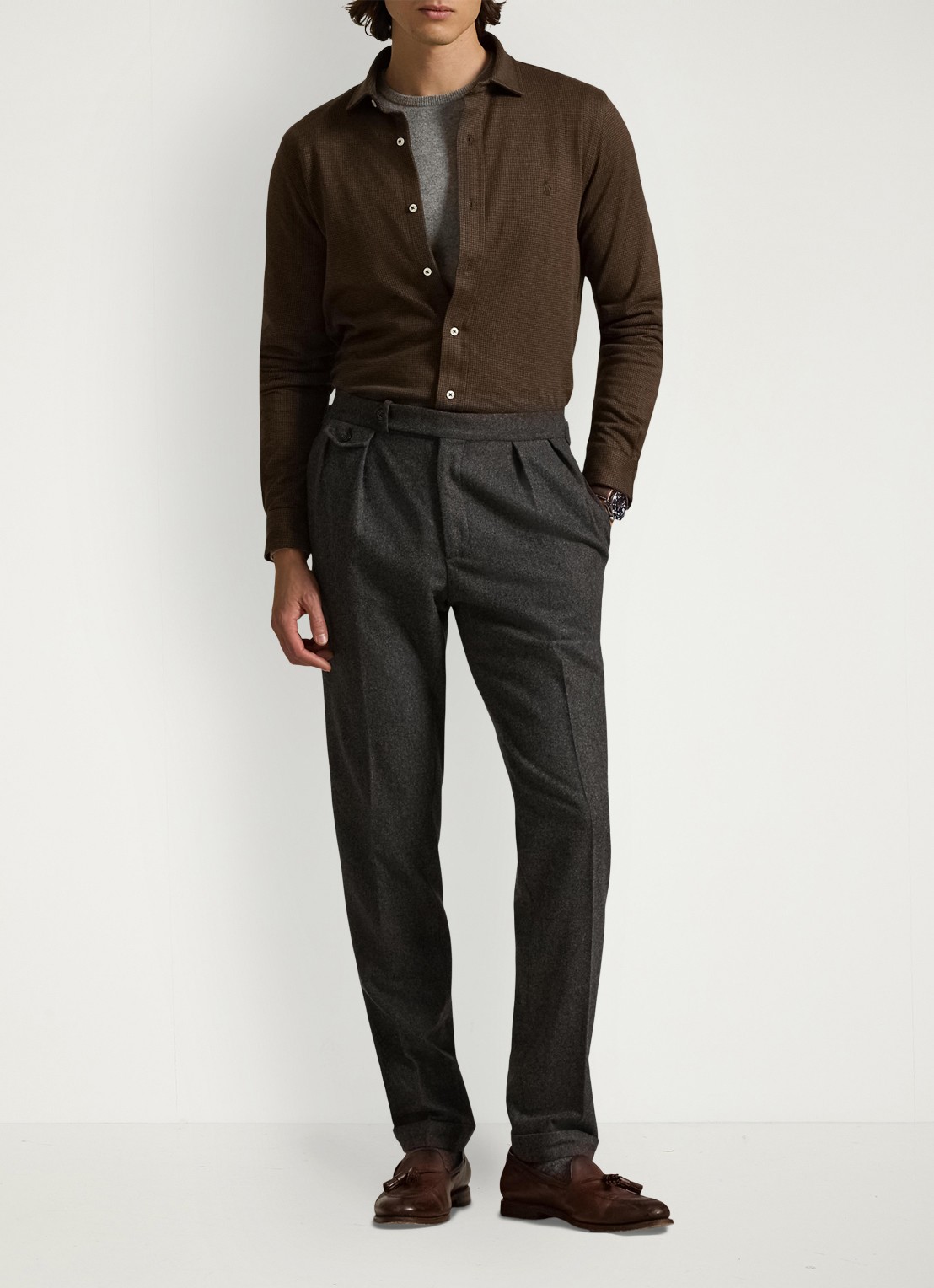 Ralph Lauren Overhemd met logoborduring - voorkant 5 bruin