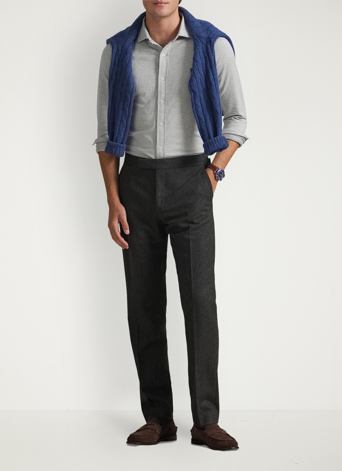 Ralph Lauren Overhemd met logoborduring - voorkant 2 andover cream / creme