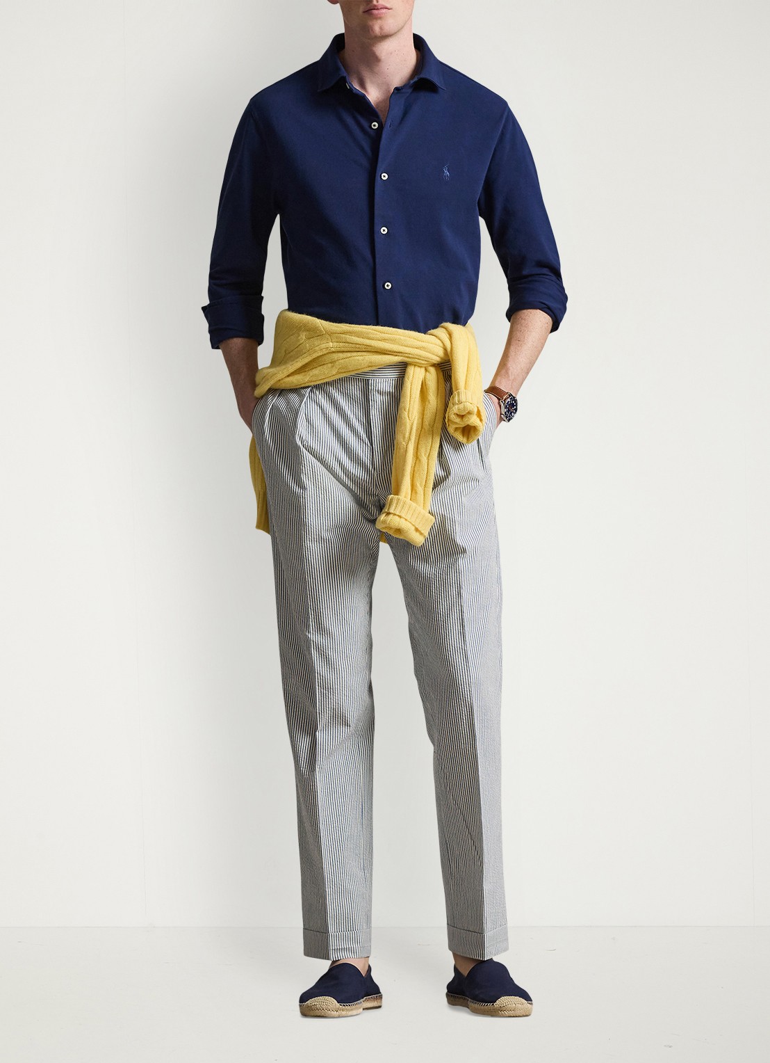 Ralph Lauren Overhemd met logoborduring - voorkant 3 dark cobalt / donkerblauw