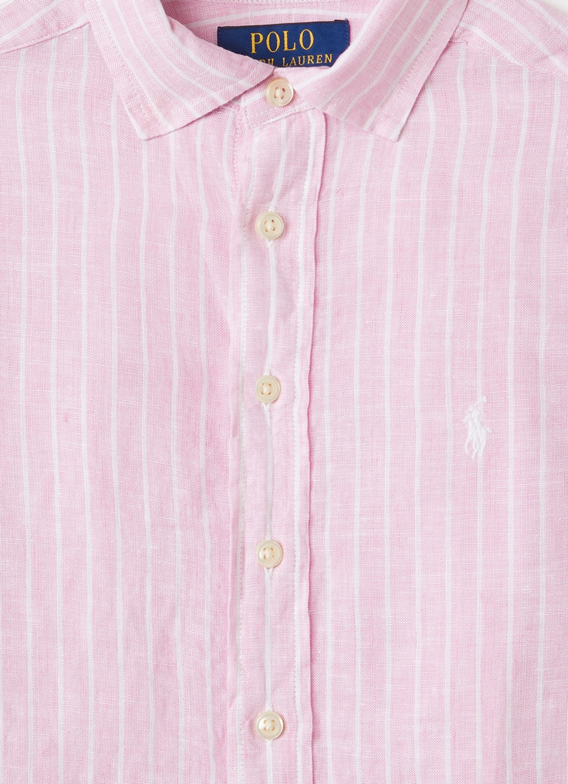 Ralph Lauren Overhemd van linnen met streepprint - detail 3 roze
