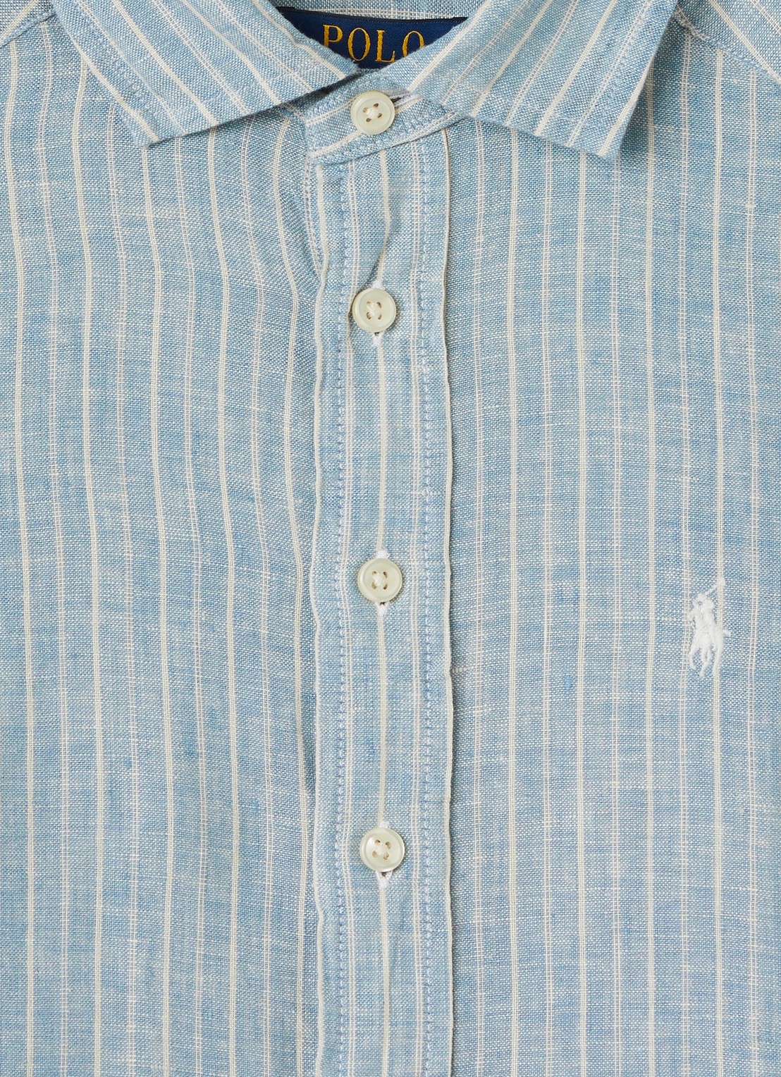 Ralph Lauren Overhemd van linnen met streepprint - detail 3 staalblauw