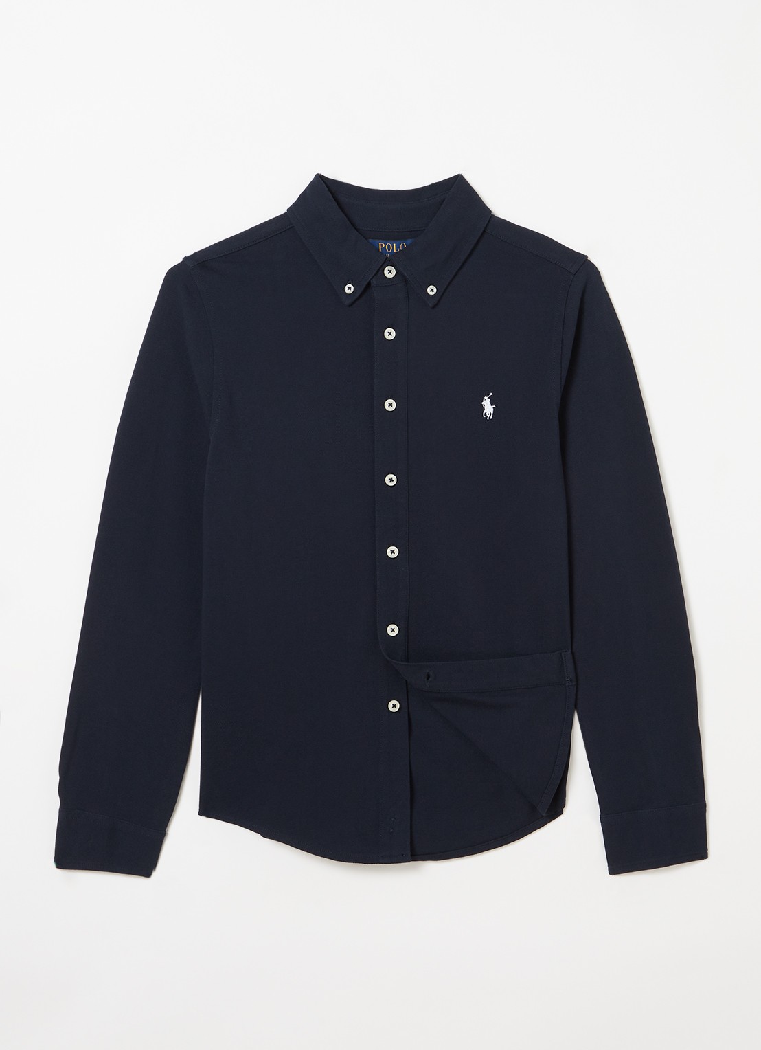 Ralph Lauren Overhemd van piqué katoen met logoborduring - voorkant 3 blauw