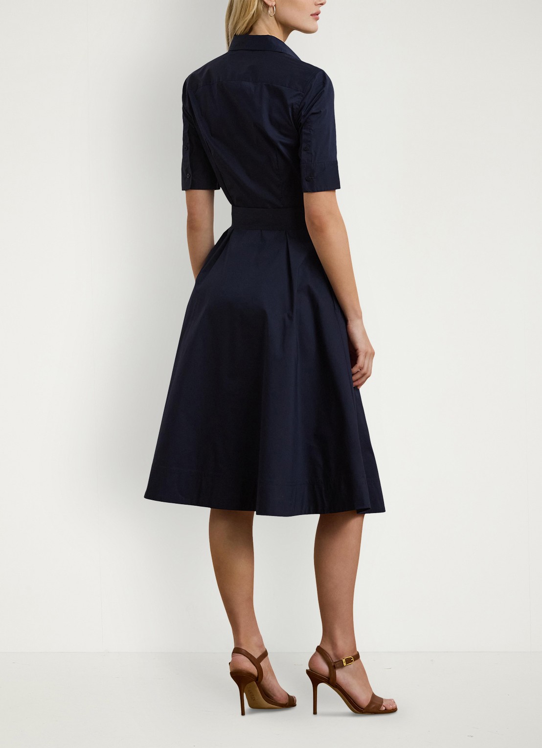 Ralph Lauren Overhemdjurk van katoenmix met ceintuur - achterkant 5 blauw