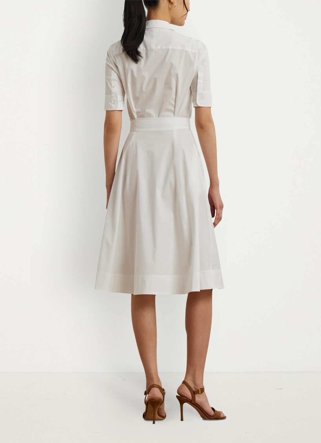 Ralph Lauren Overhemdjurk van katoenmix met ceintuur - achterkant white / wit