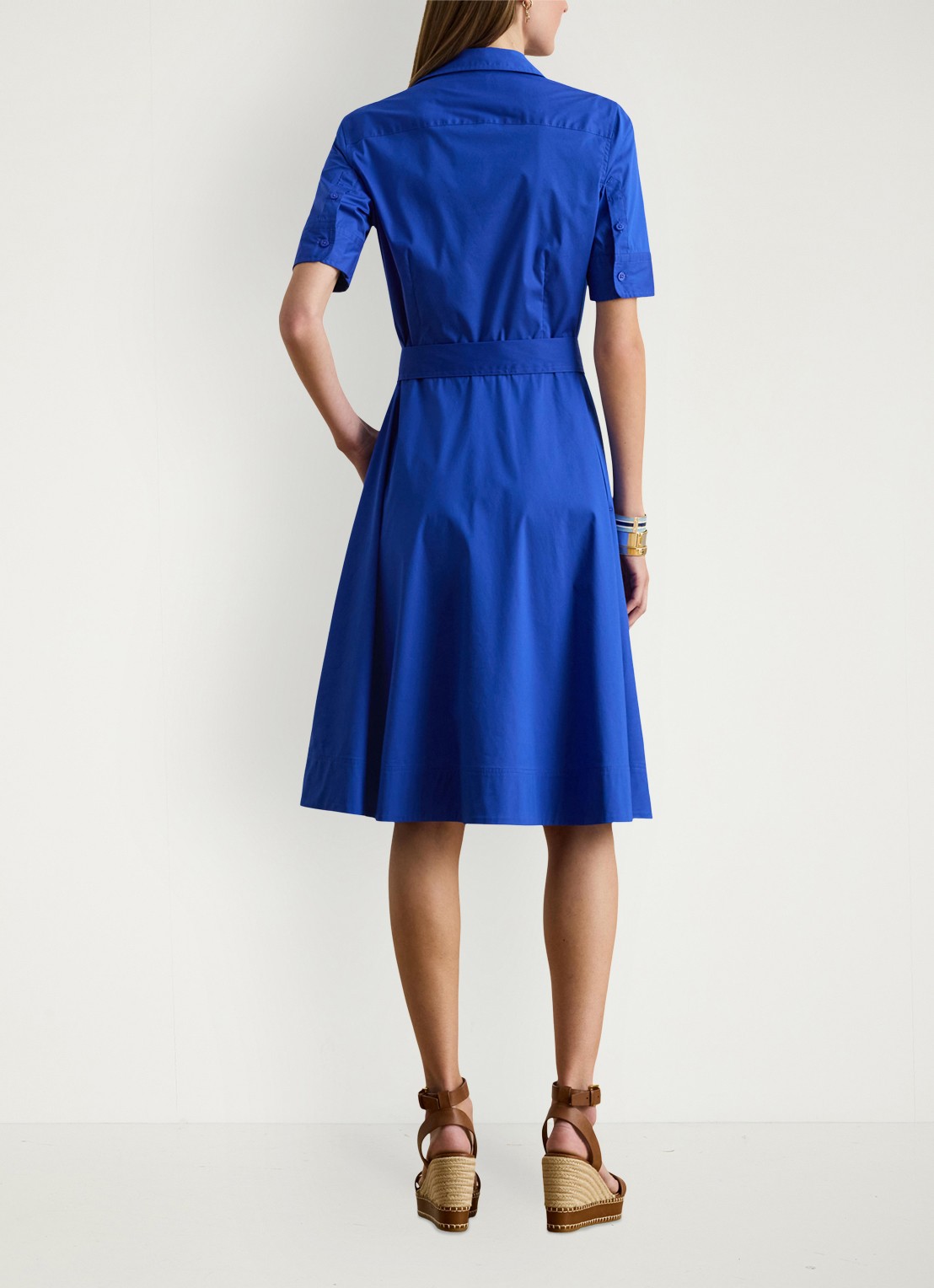 Ralph Lauren Overhemdjurk van katoenmix met ceintuur - achterkant cruise royal / blauw