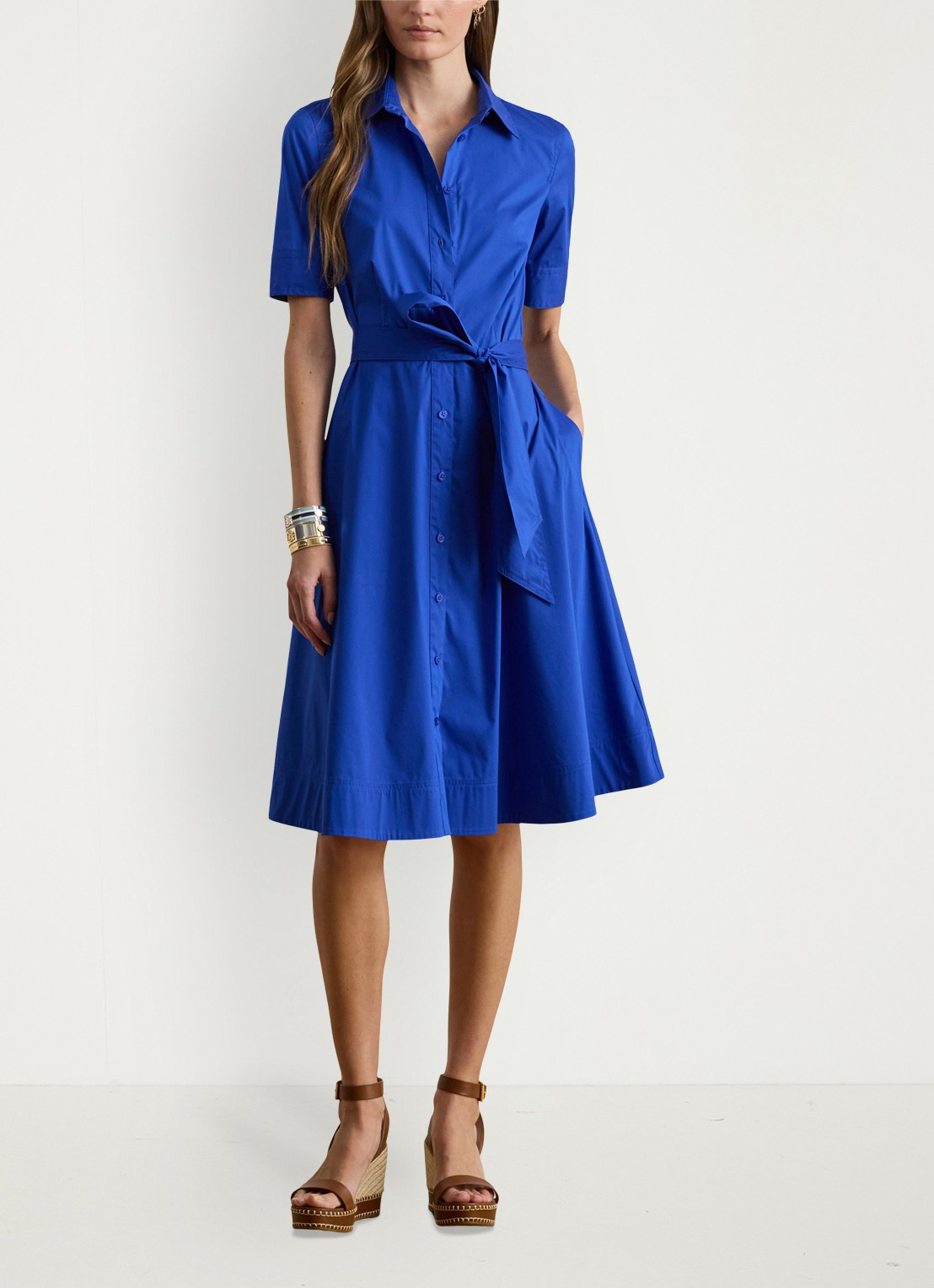 Ralph Lauren Overhemdjurk van katoenmix met ceintuur - detail 2 cruise royal / blauw