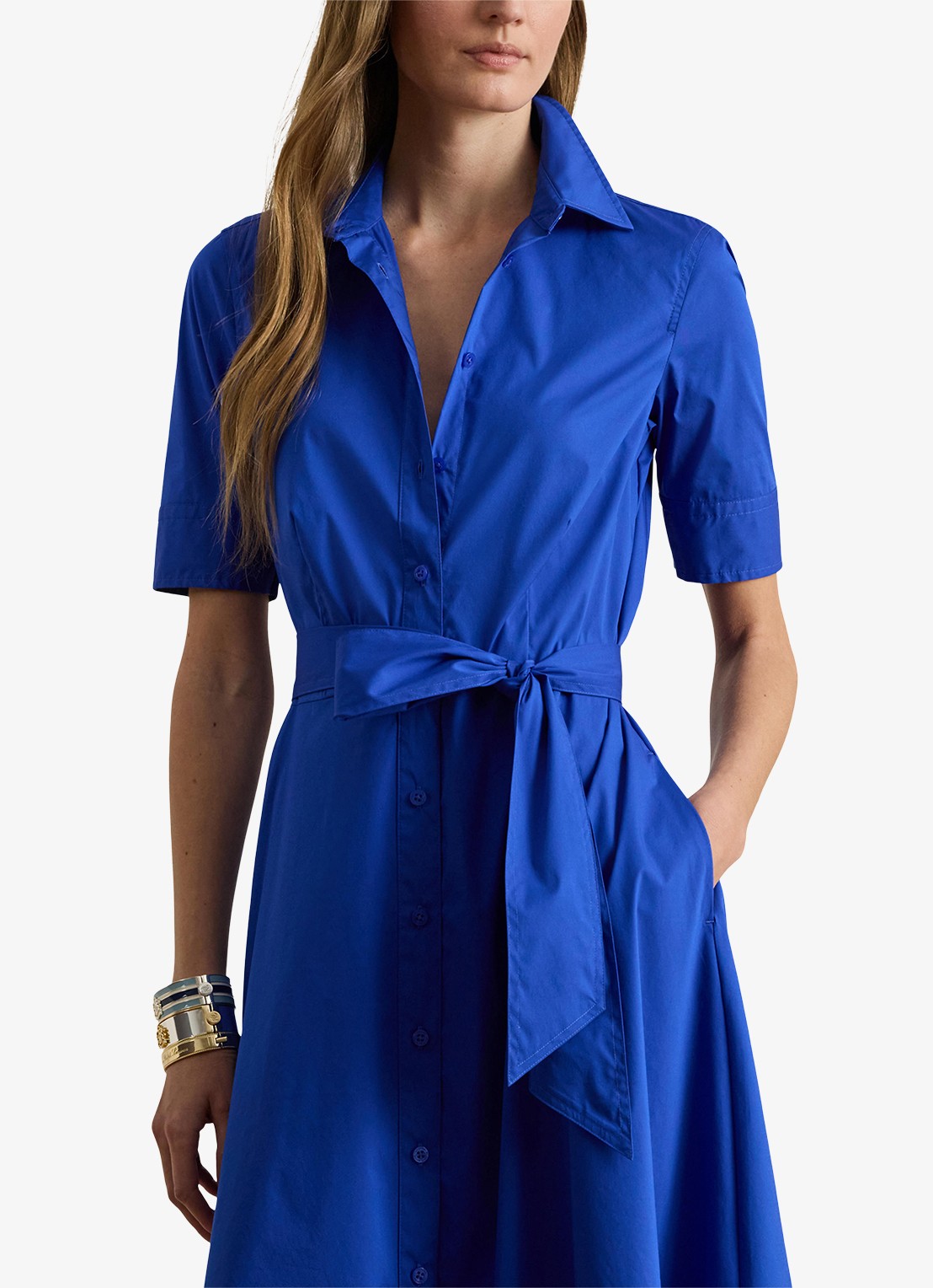 Ralph Lauren Overhemdjurk van katoenmix met ceintuur - detail 3 cruise royal / blauw