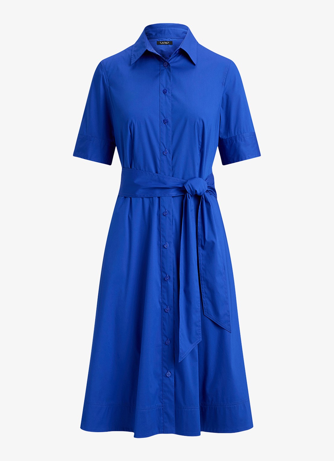 Ralph Lauren Overhemdjurk van katoenmix met ceintuur - voorkant 4 cruise royal / blauw