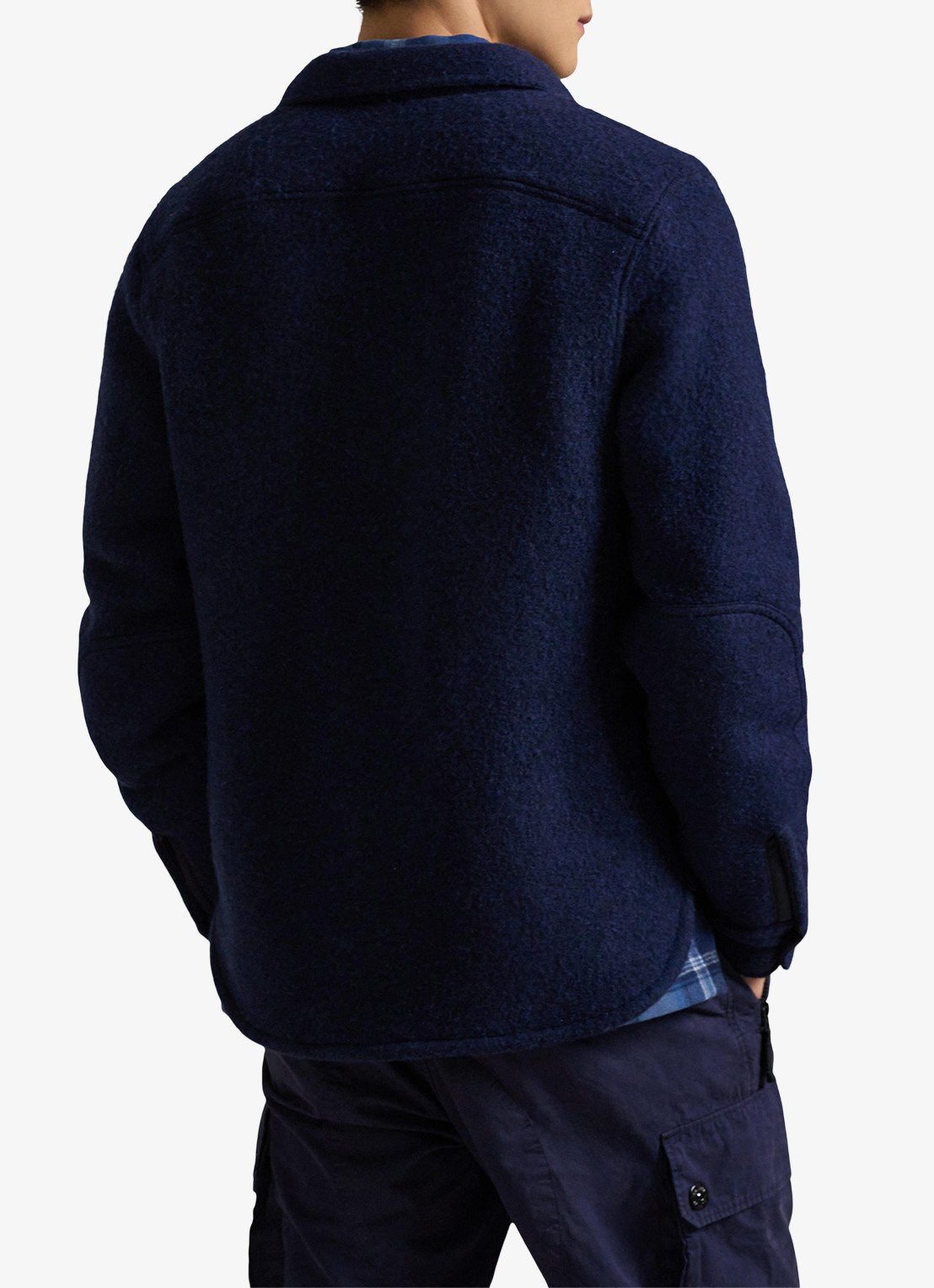 Ralph Lauren Overshirt in wolblend met borstzakken - achterkant rl navy / donkerblauw