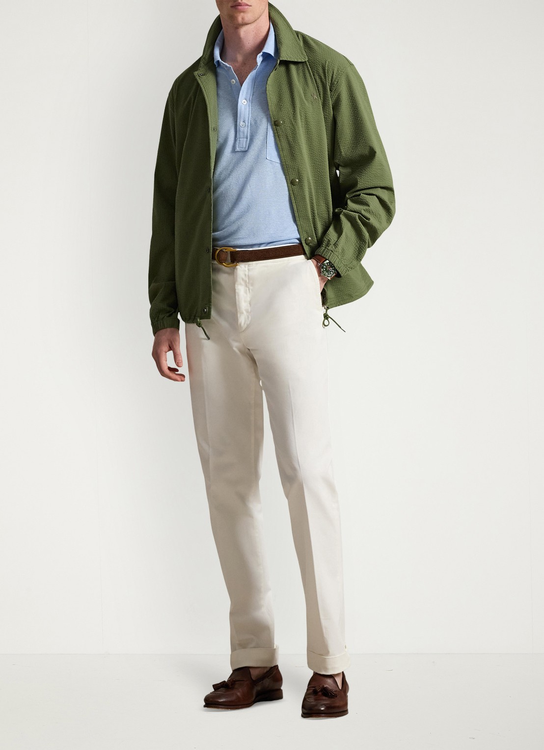 Ralph Lauren Overshirt met steekzakken - voorkant 3 supply olive/garden trail