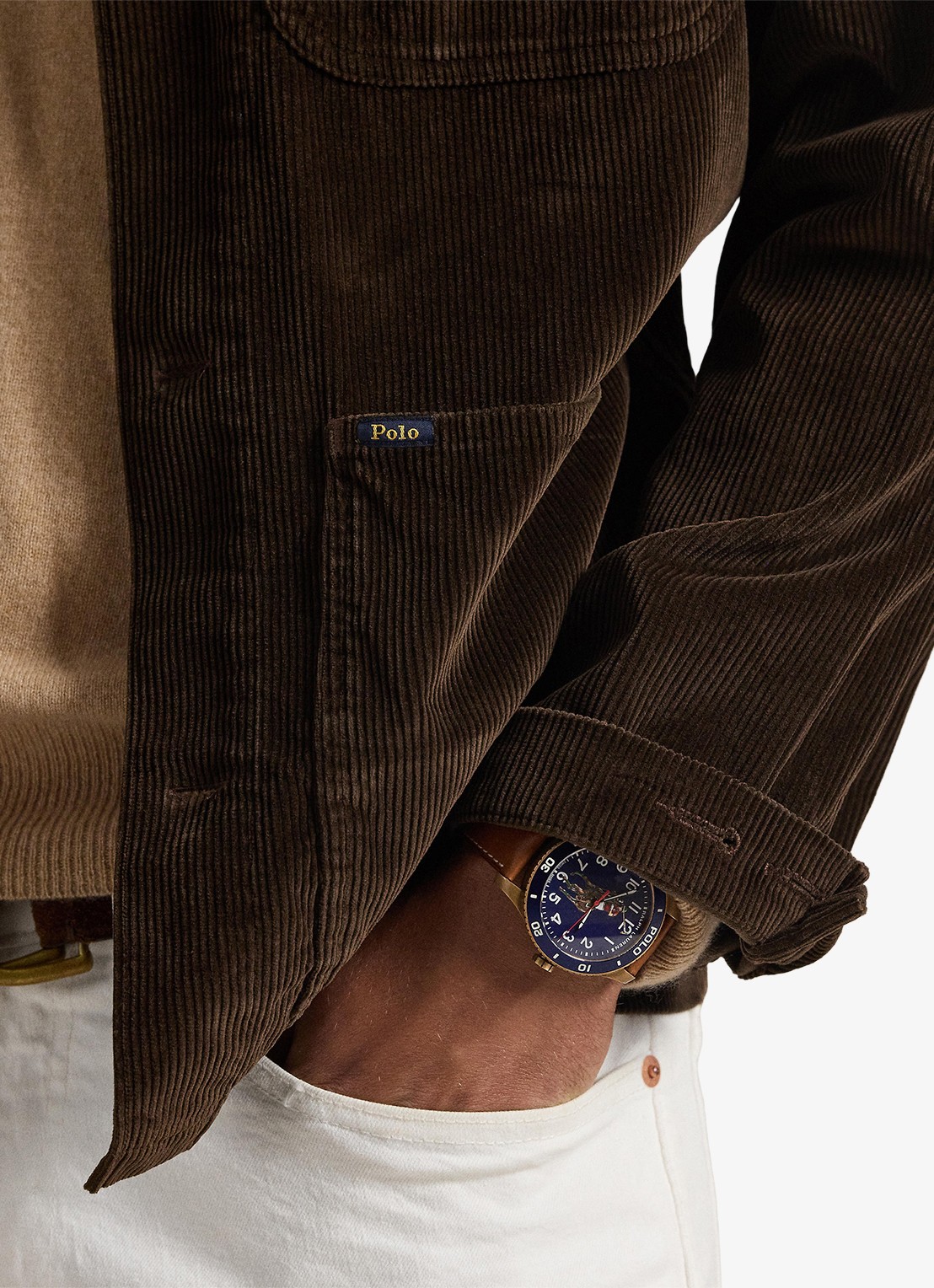 Ralph Lauren Overshirt van corduroy met opgestikte zakken - detail 2 dark beech / donkerbruin