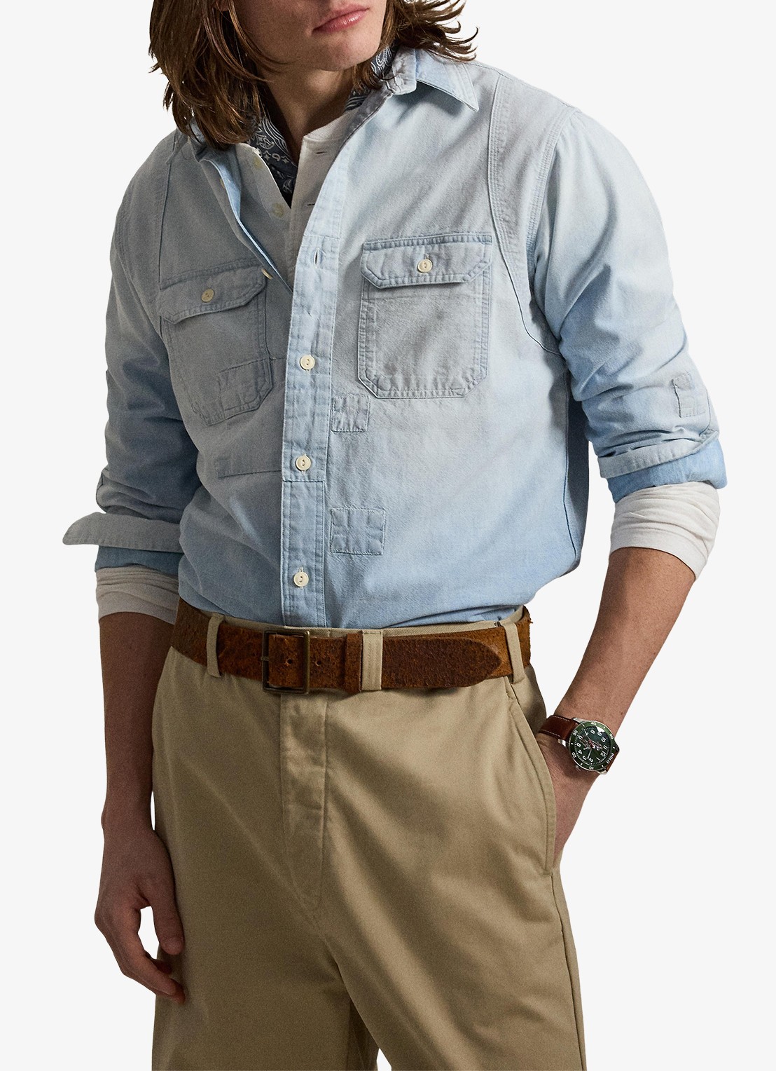 Ralph Lauren Overshirt van denim met borstzakken - voorkant 4 indigo